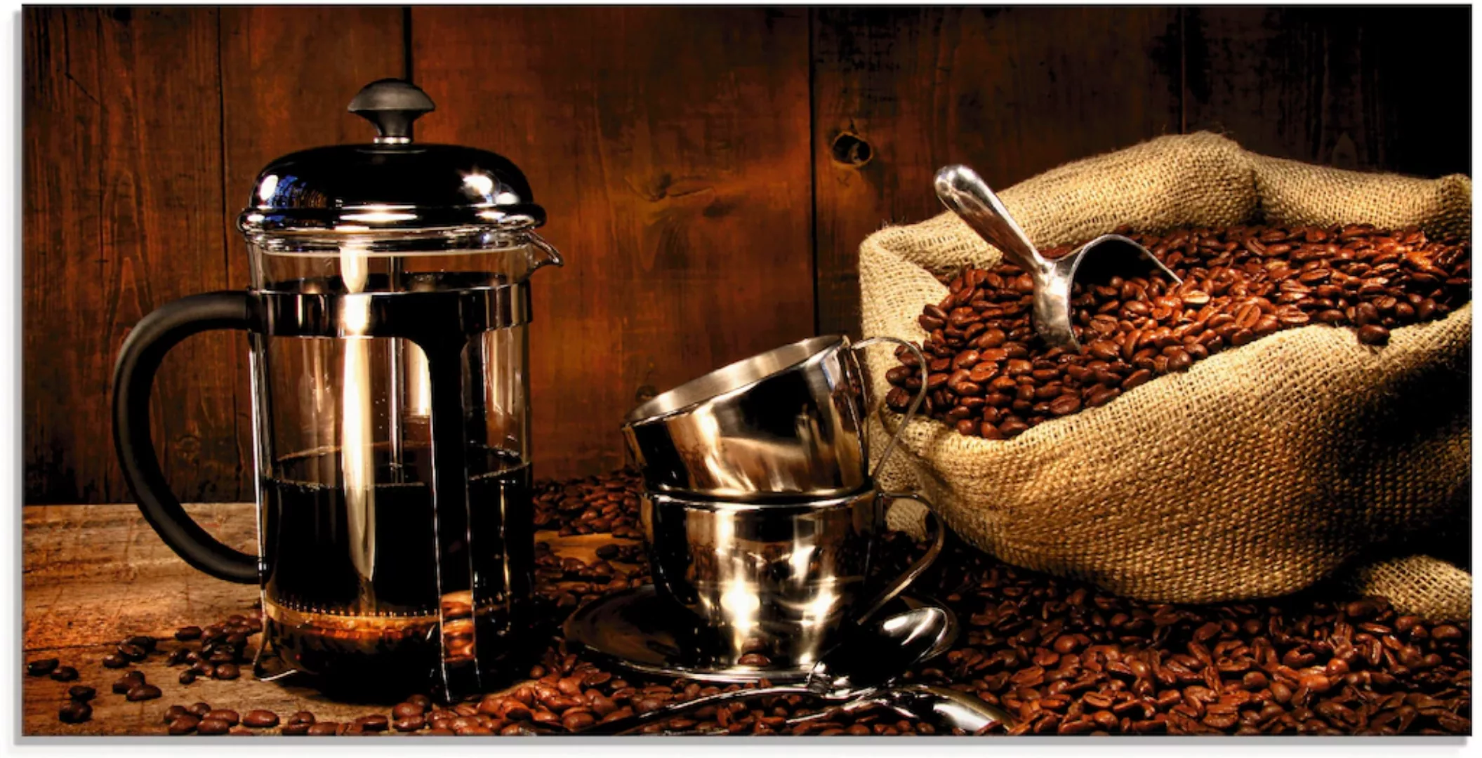 Artland Glasbild »Sack Kaffeebohnen mit Presse«, Getränke, (1 St.) günstig online kaufen