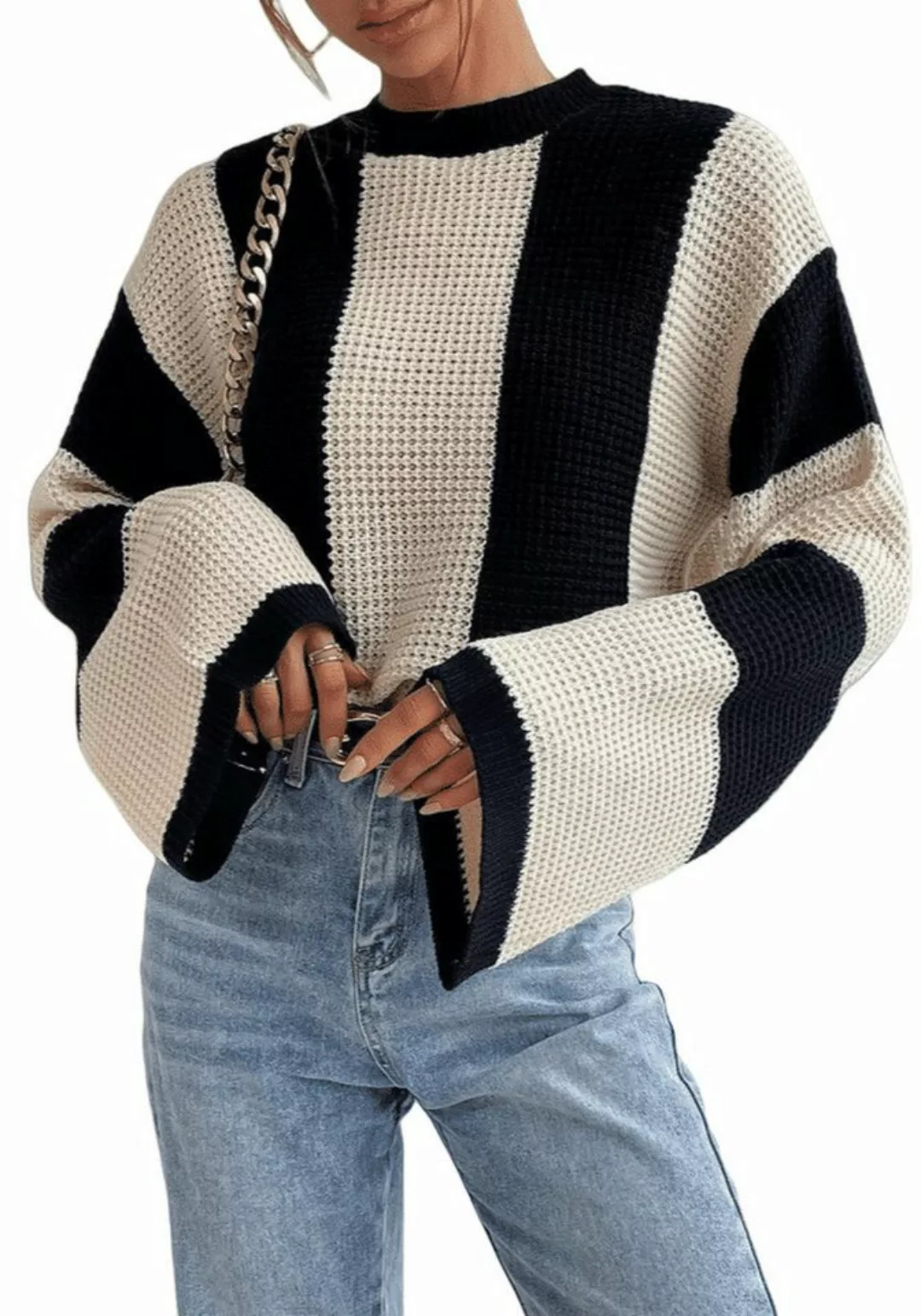 Nebelmeer Strickpullover Pullover Strickpullover Lockerer Damenmode Designe günstig online kaufen