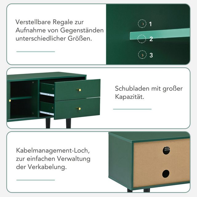 XDeer TV-Schrank Stilvoller TV-Ständer mit 2 Schubladen, 2 Rattan-Schiebetü günstig online kaufen