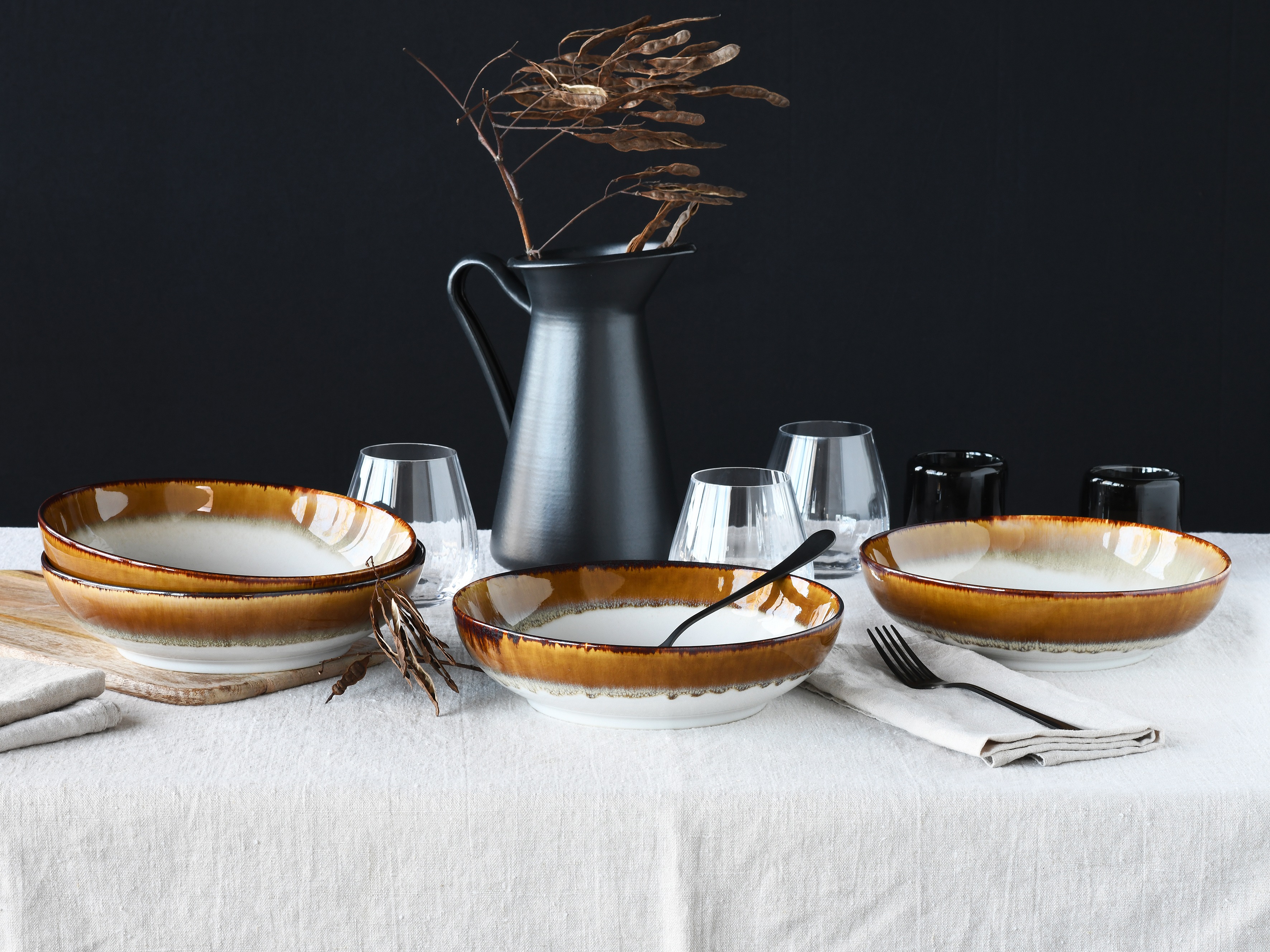 CreaTable Schale »Cascade, Poke Bowl 22,5 cm 4-tlg«, 4 tlg., aus Steinzeug, günstig online kaufen