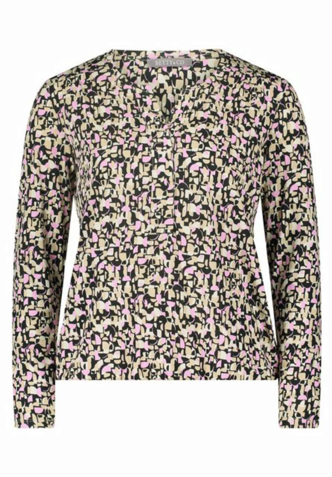 Betty&Co Kurzarmshirt Betty & Co Casual-Shirt mit Gummizug (1-tlg) Druck günstig online kaufen