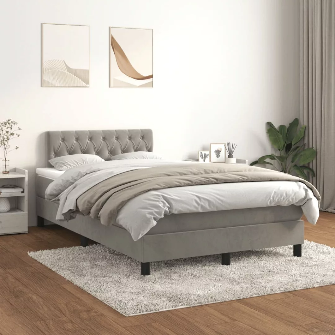 Vidaxl Boxspringbett Mit Matratze Hellgrau 120x200 Cm Samt günstig online kaufen