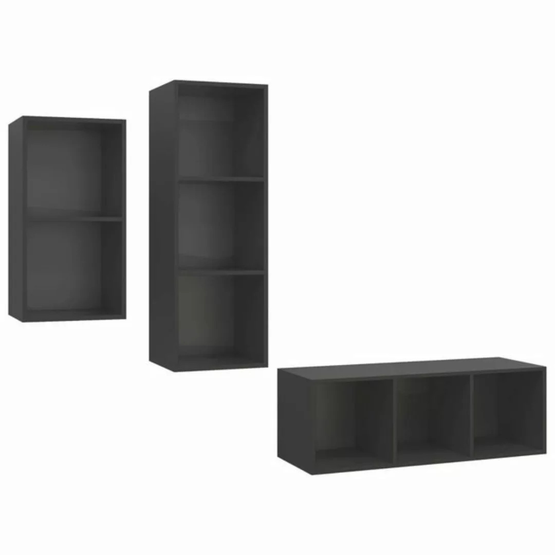 vidaXL Kleiderschrank 3-tlg TV-Schrank-Set Grau Spanplatte günstig online kaufen