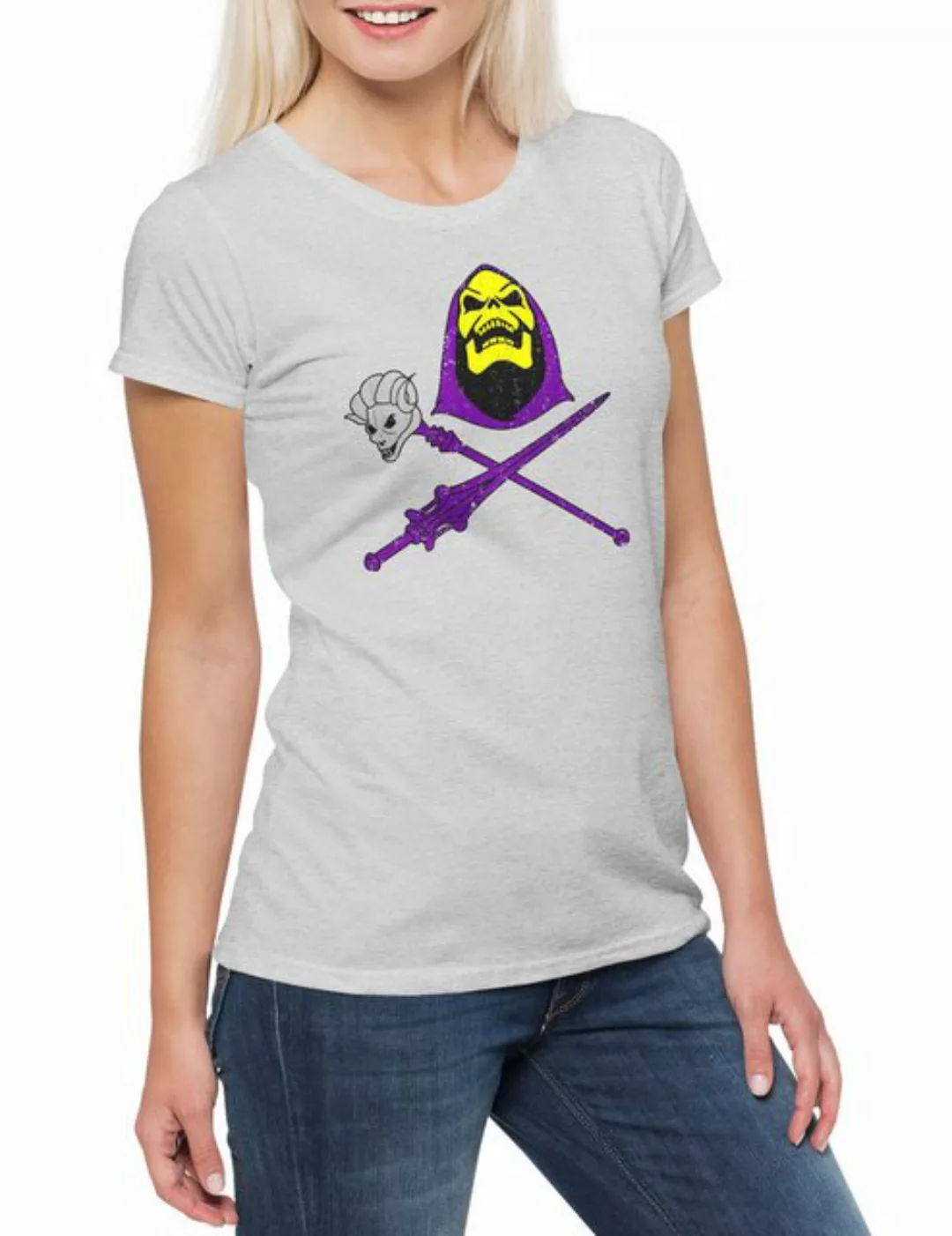 Urban Backwoods Print-Shirt Skeletor Skull & Weapons Damen T-Shirt Masters günstig online kaufen