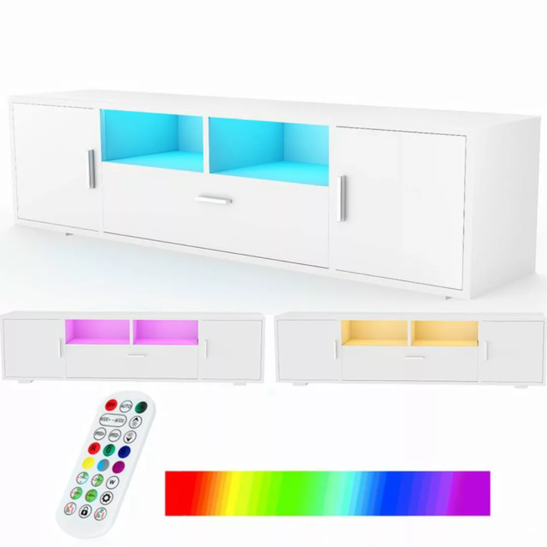 kehot TV-Schrank Fernsehkommode, TV Board Hochglanz, mit 16 Farben LED Bele günstig online kaufen