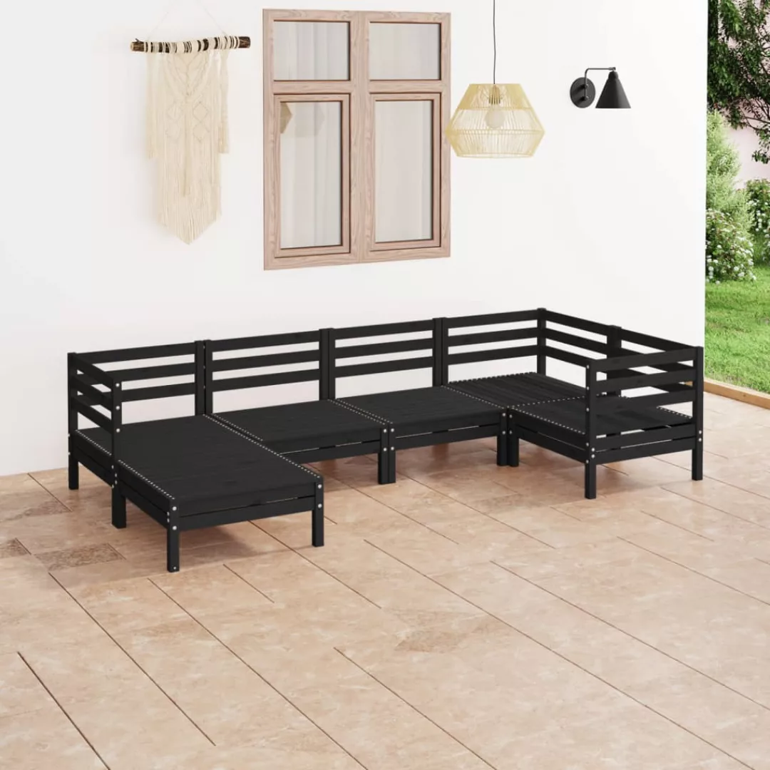 6-tlg. Garten-lounge-set Massivholz Kiefer Schwarz günstig online kaufen