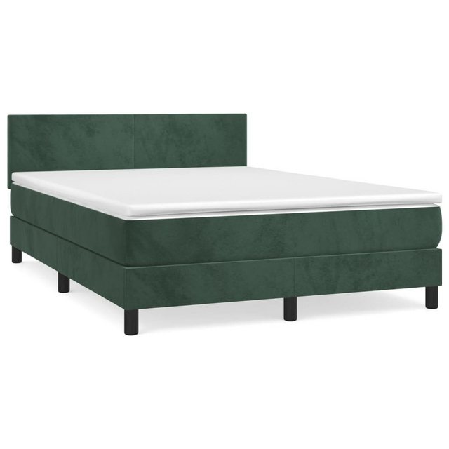 vidaXL Boxspringbett Boxspringbett mit Matratze Dunkelgrün 140x190 cm Samt günstig online kaufen