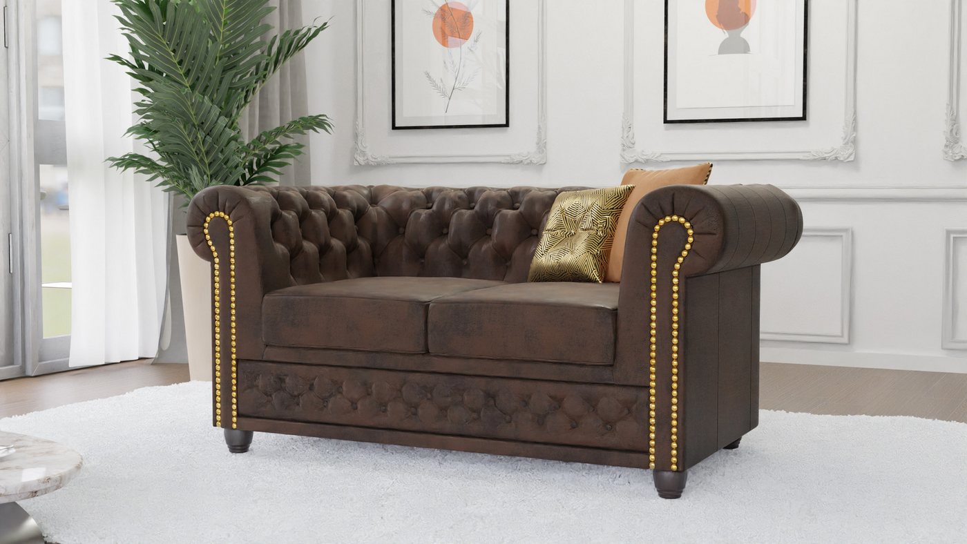 S-Style Möbel Chesterfield-Sofa Anton 2 sitzer Sofa mit Schlaffunktion mit günstig online kaufen