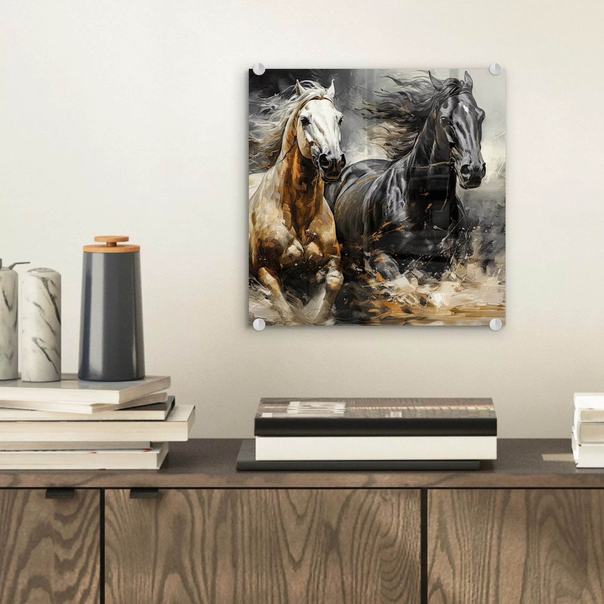 MuchoWow Acrylglasbild Pferde - Schwarz - günstig online kaufen