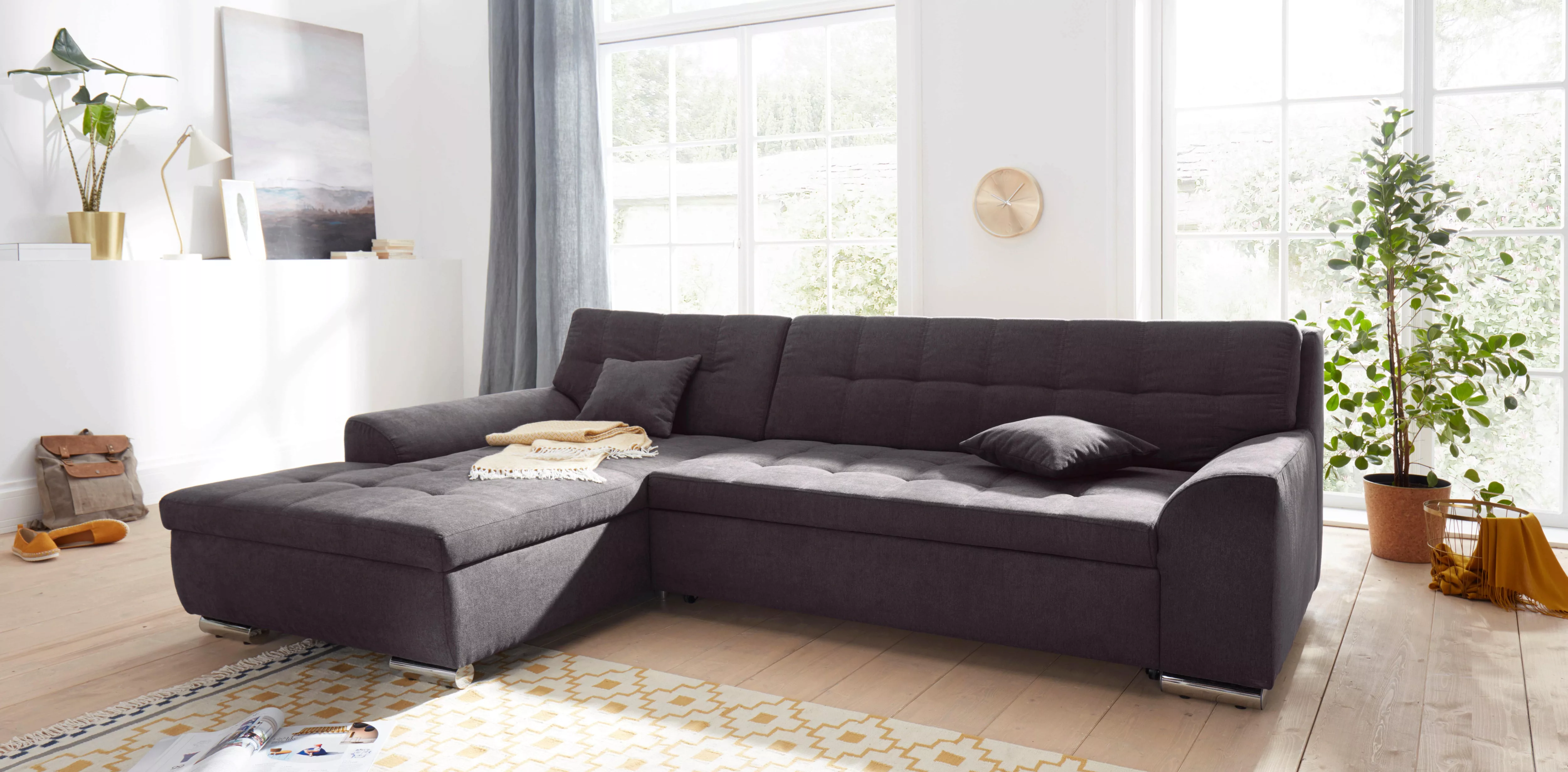 DOMO collection Ecksofa "NMoric incl. Zierkissen B/T/H: 273/216/80 cm L-For günstig online kaufen