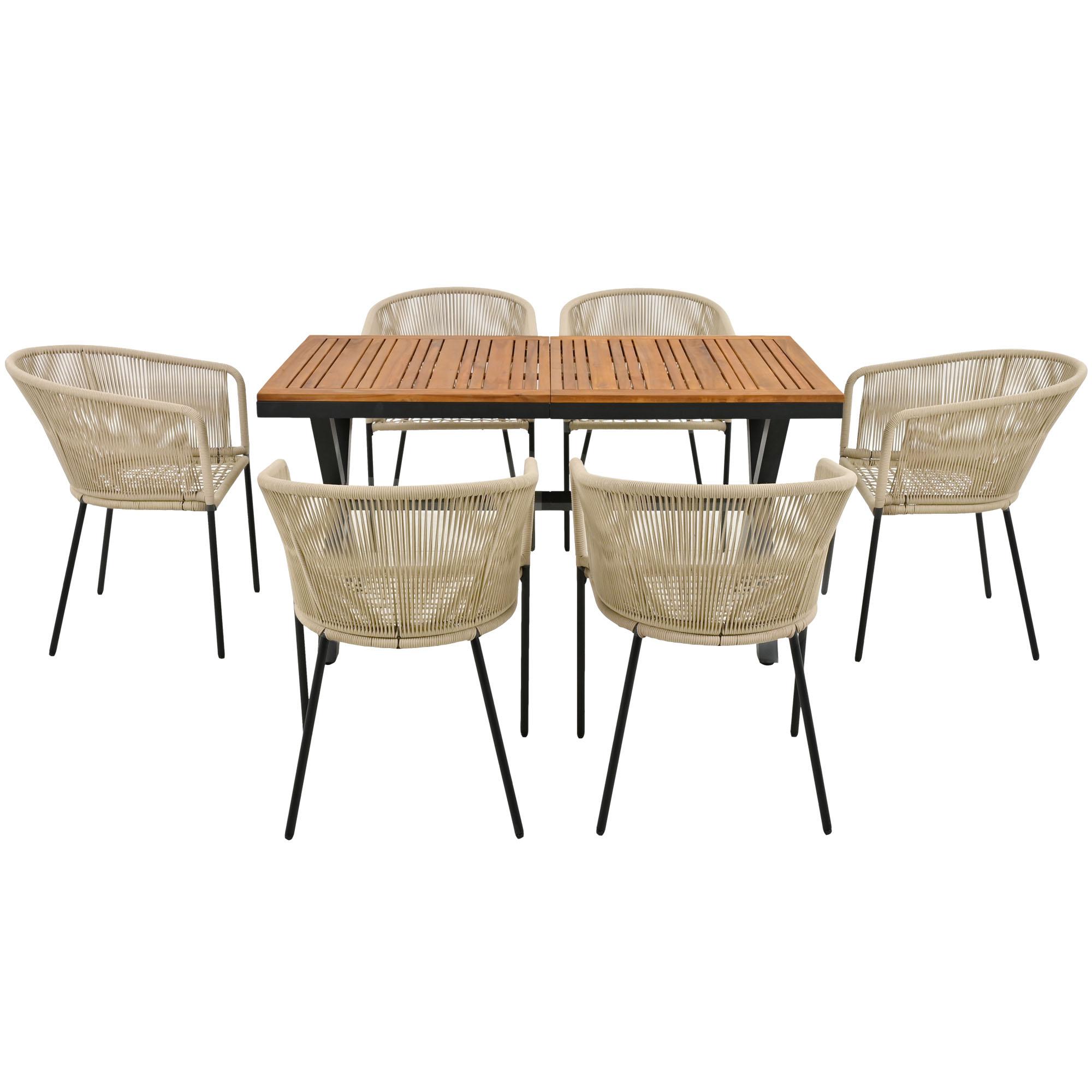 Terrassenmöbel Set Garten-Tisch 140x80cm Komfortables Sitzen Garten Handgef günstig online kaufen