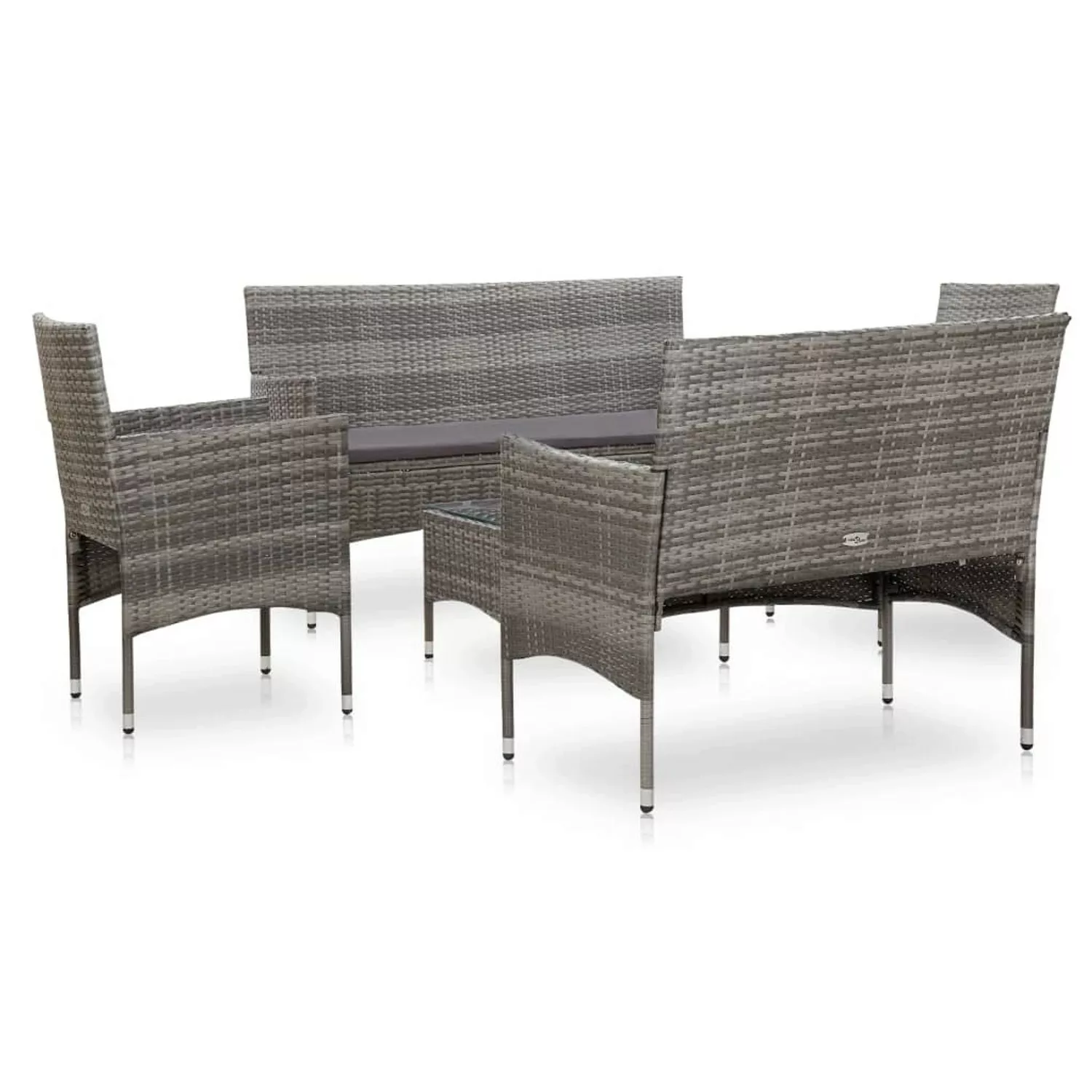 5-tlg. Garten-lounge-set Mit Auflagen Poly Rattan Grau günstig online kaufen