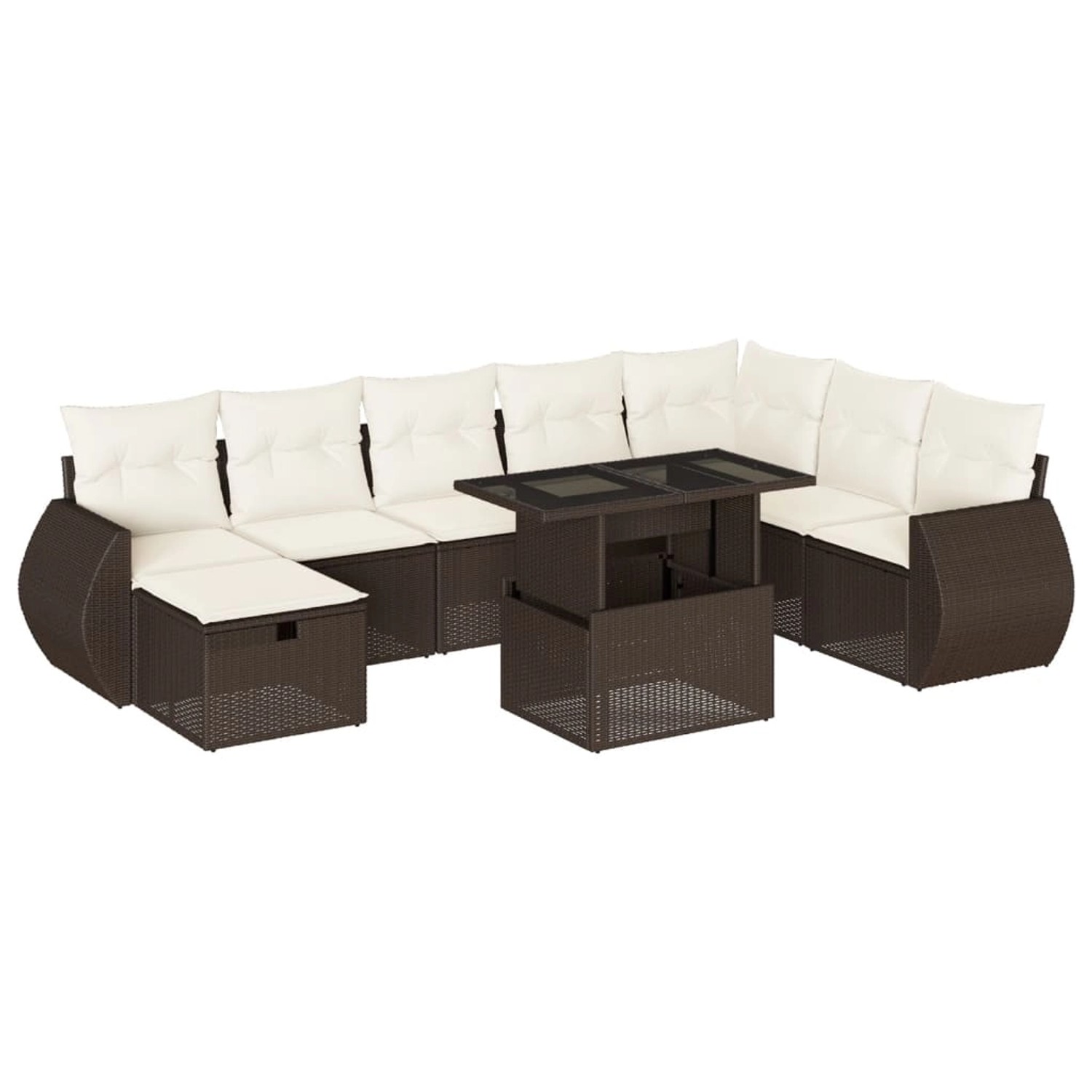 vidaXL 9-Tlg Garten-Sofagarnitur mit Kissen Braun Poly Rattan 3275193 günstig online kaufen