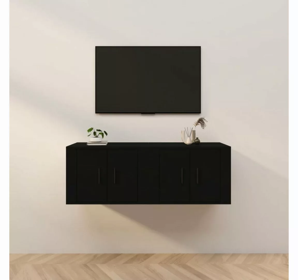 vidaXL TV-Schrank TV-Wandschränke 2 Stk. Schwarz 57x34,5x40 cm (2-St) günstig online kaufen