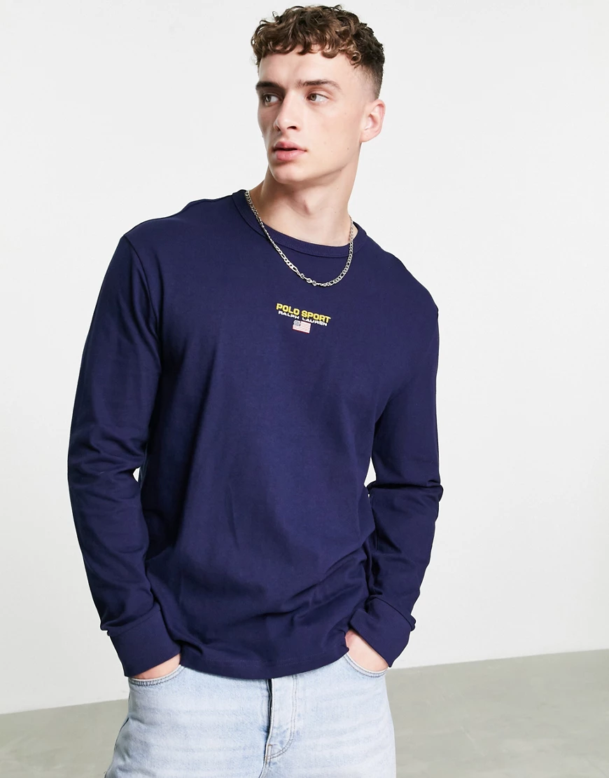 Polo Ralph Lauren – Sport Capsule – Langärmliges Oberteil in Marineblau mit günstig online kaufen