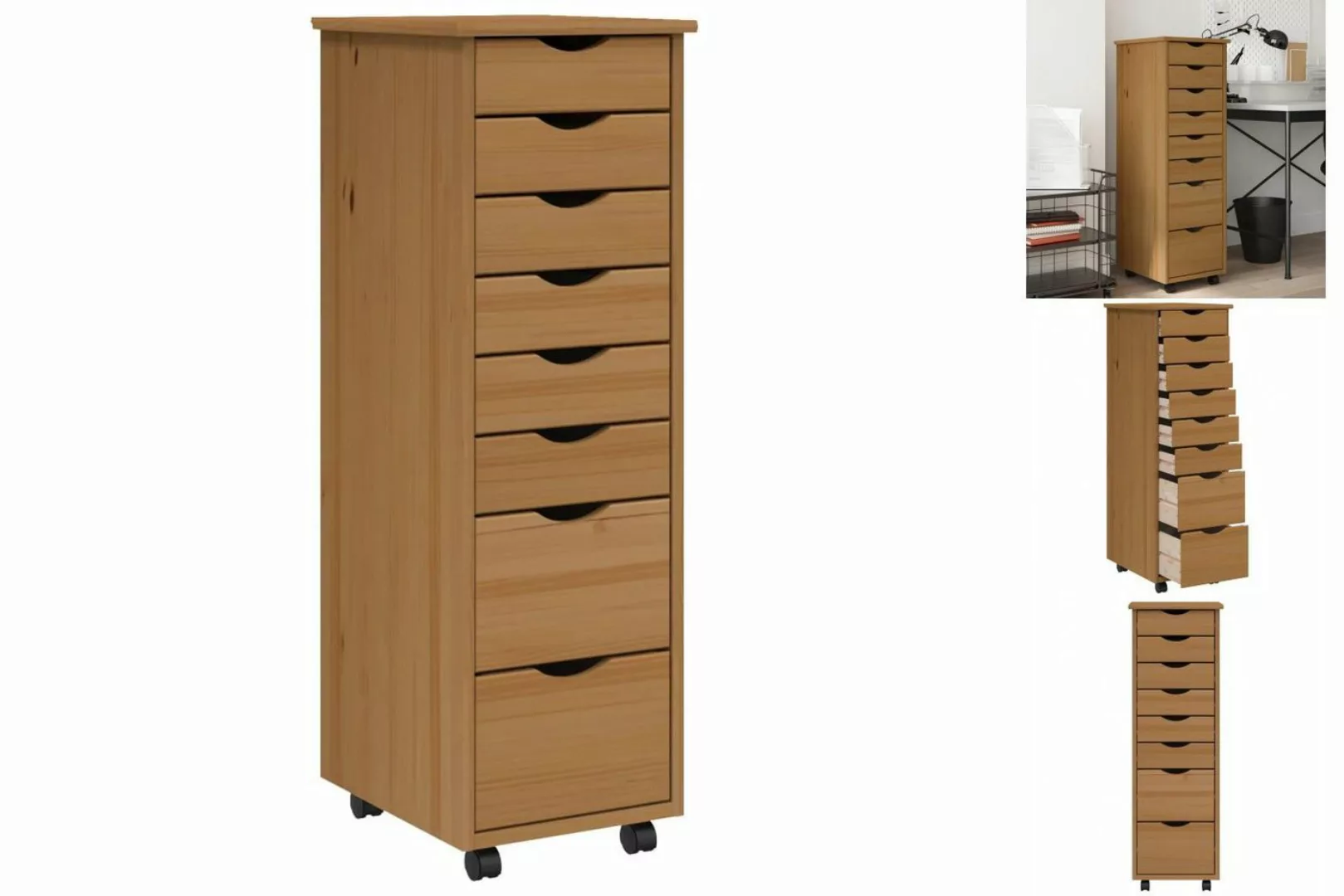 vidaXL Aktenschrank Rollschrank mit Schubladen MOSS Honigbraun Massivholz K günstig online kaufen