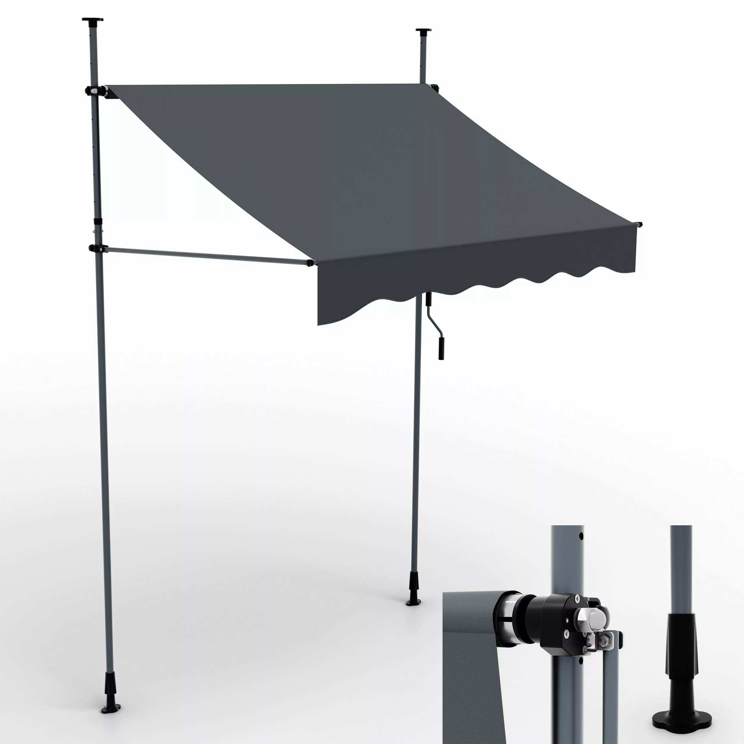 Onbest Klemmmarkise mit Handkurbel, 200x120cm, Höhenverstellbar, günstig online kaufen