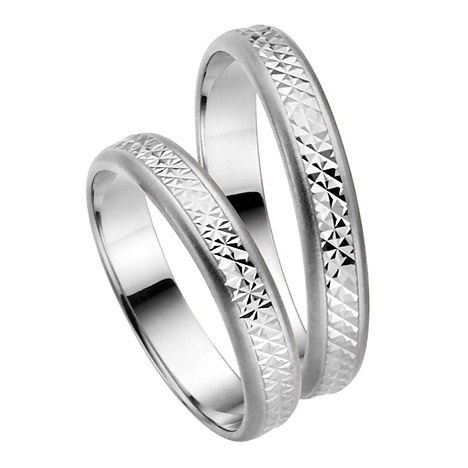 LOVE by Goettgen Trauringe Paar, Weiss 500 Palladium, Eheringe günstig online kaufen