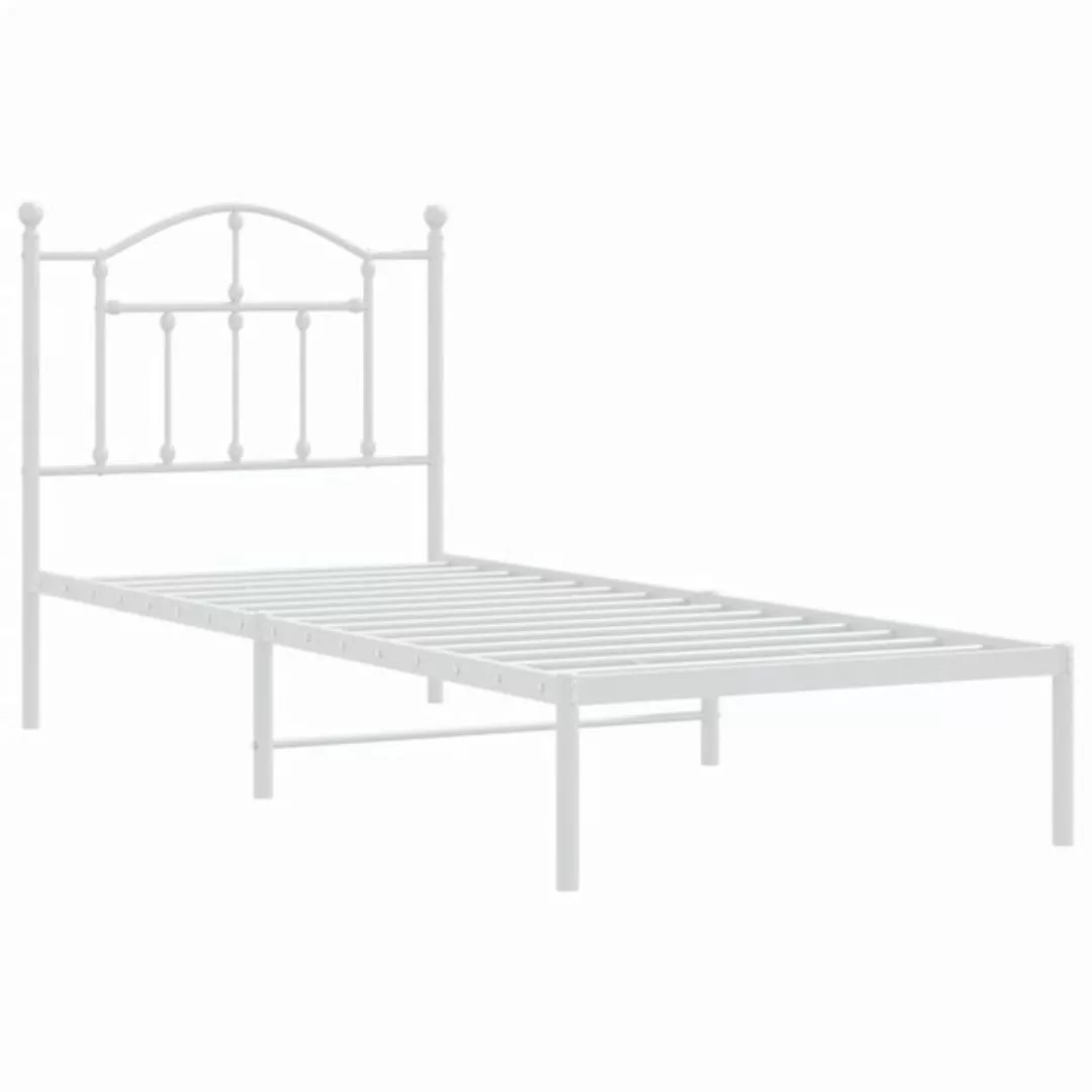 vidaXL Bettgestell Bettrahmen mit Kopfteil Metall Weiß 90x190 cm Bett Bettg günstig online kaufen