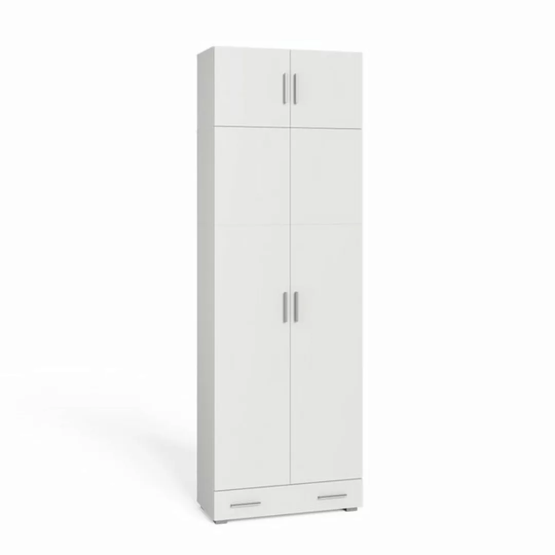 Vicco Aktenschrank Ingo, Weiß, 80 x 240 cm mit Schrankaufsatz und Schublade günstig online kaufen