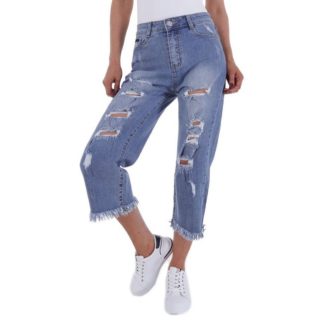 Ital-Design Bootcut-Jeans Damen Elegant Destroyed-Look Stretch Bootcut Jean günstig online kaufen