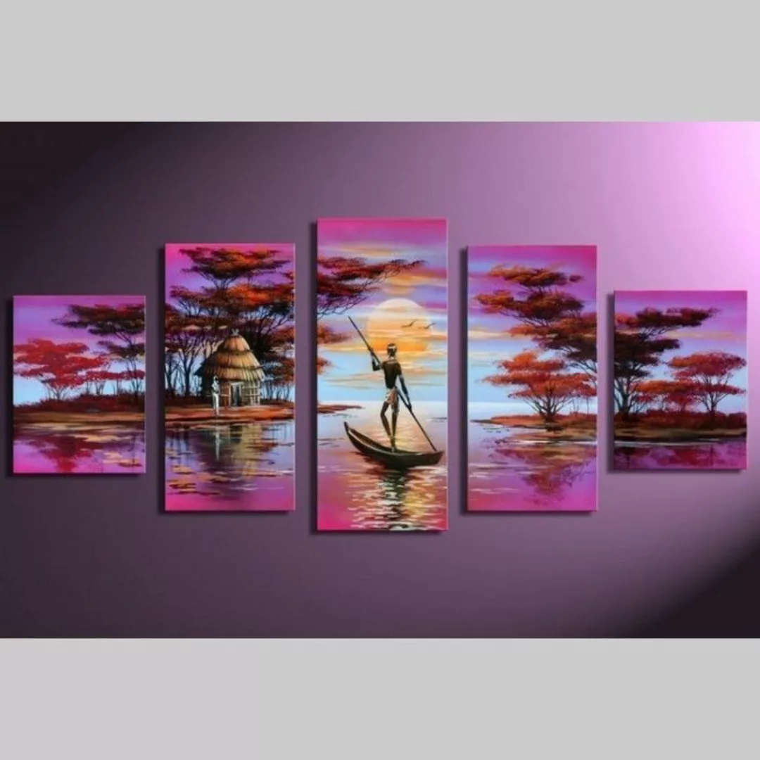 5 Leinwandbilder AFRIKA Mann (4) 150 x 70cm Handgemalt günstig online kaufen
