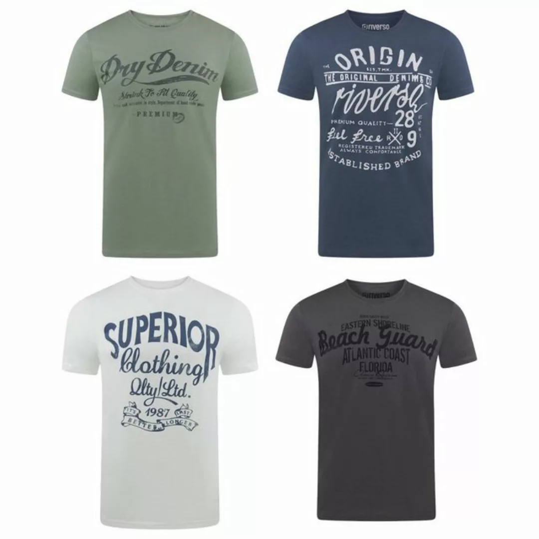 riverso Tshirt Herren Baumwolle Regular Fit RIVLeon 4er Set Pack günstig online kaufen