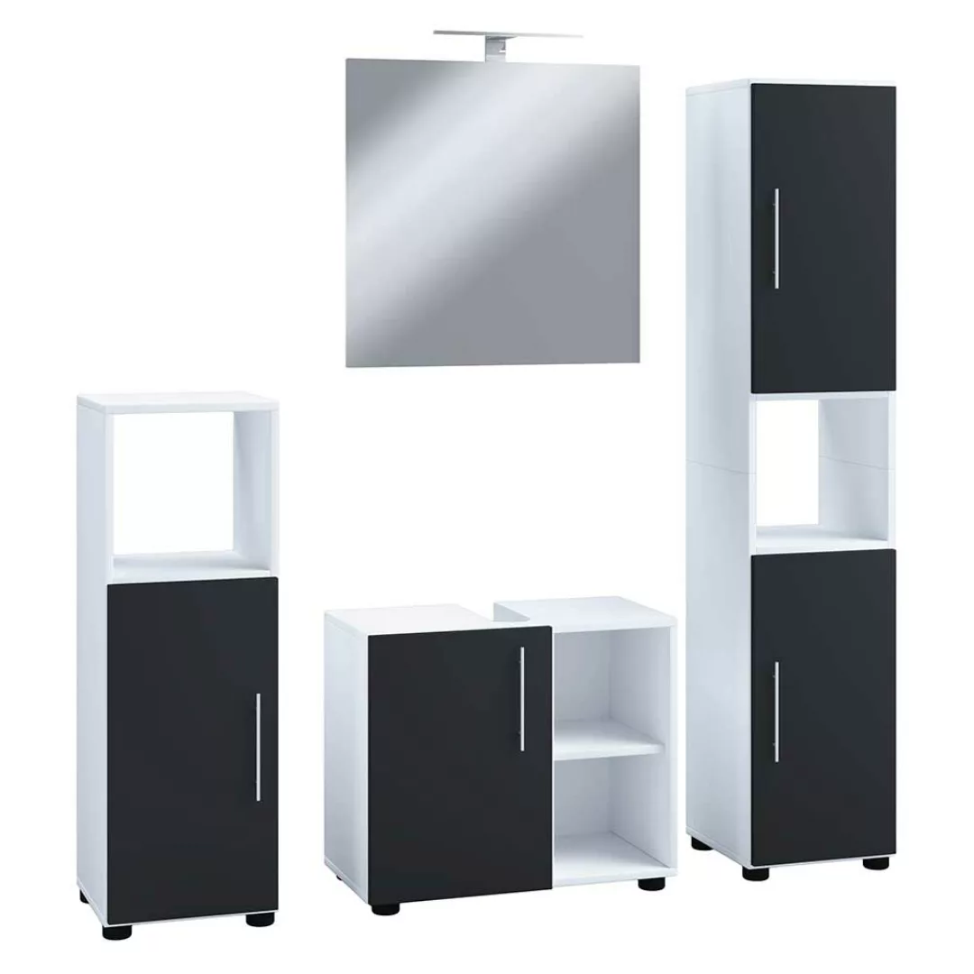 Badmöbel-Set 4-teilig in Weiß und Schwarz 30 cm tief (vierteilig) günstig online kaufen