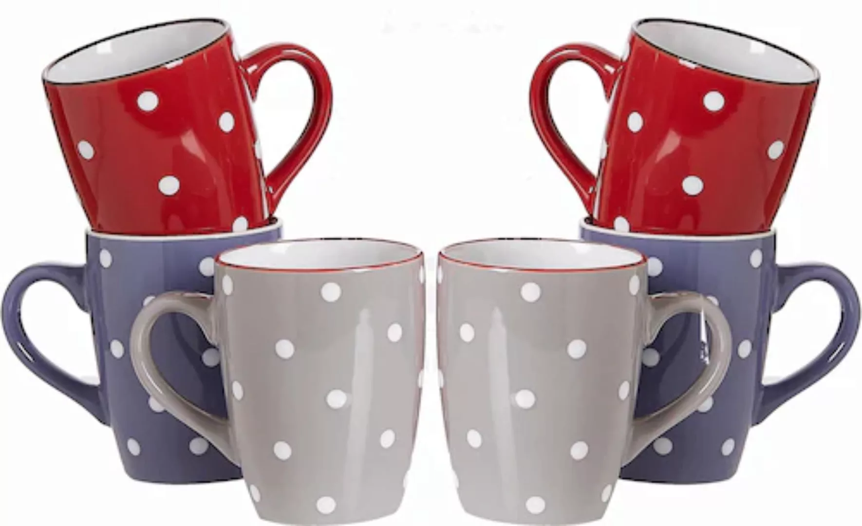 Ritzenhoff & Breker Kaffeebecher-Set Dots bunt Keramik 6 tlg. günstig online kaufen