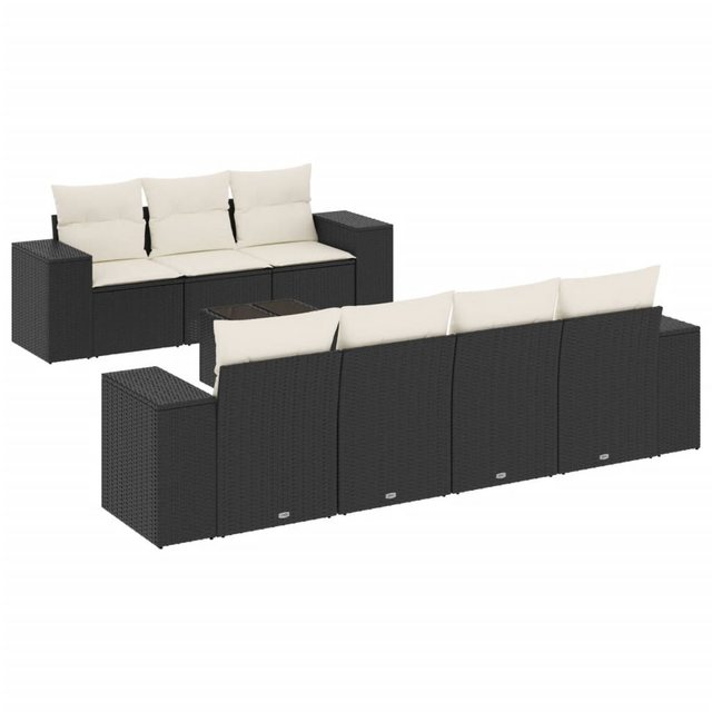 vidaXL Sofaelement 8-tlg. Garten-Sofagarnitur mit Kissen Schwarz Poly Ratta günstig online kaufen