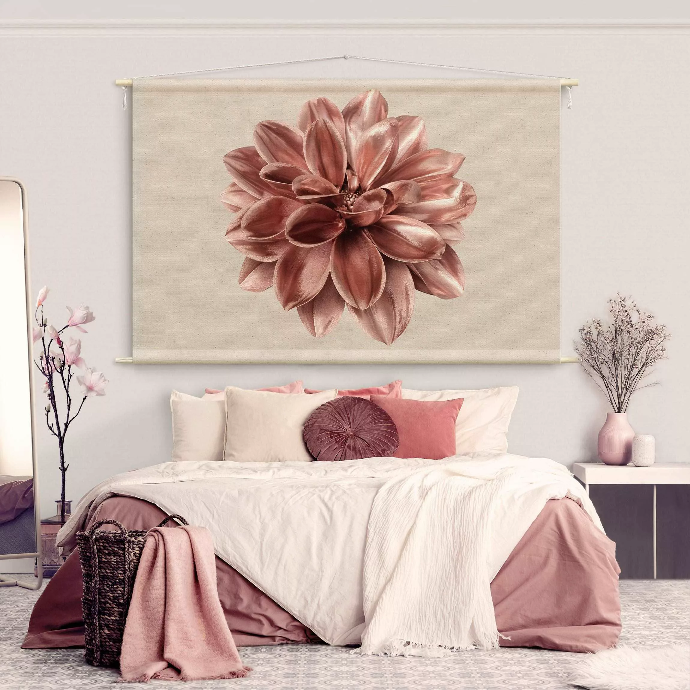 Wandteppich Dahlie Blume Rosegold Metallic günstig online kaufen