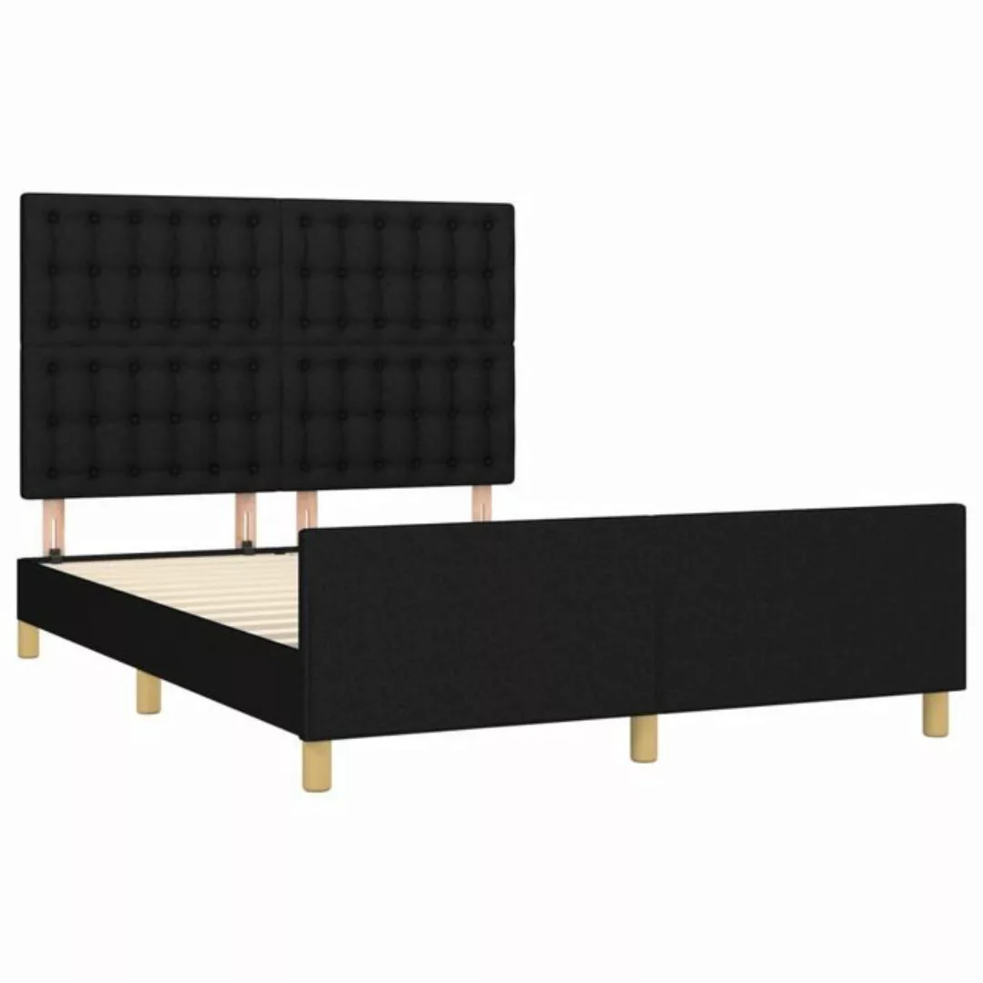 vidaXL Bettgestell Bettrahmen mit Kopfteil Schwarz 140x200 cm Stoff Bett Be günstig online kaufen