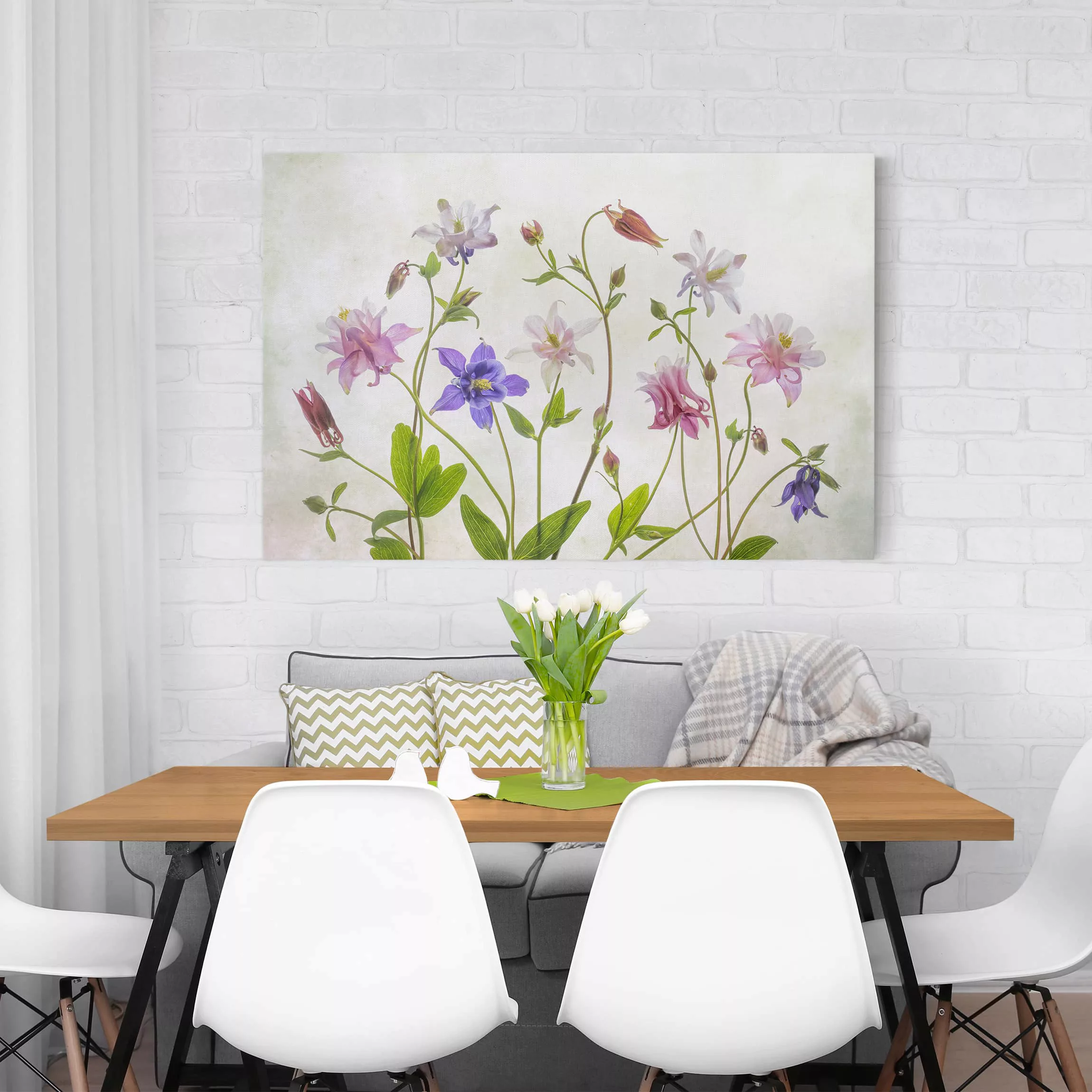 Leinwandbild Blumen - Querformat Wald-Akelei günstig online kaufen