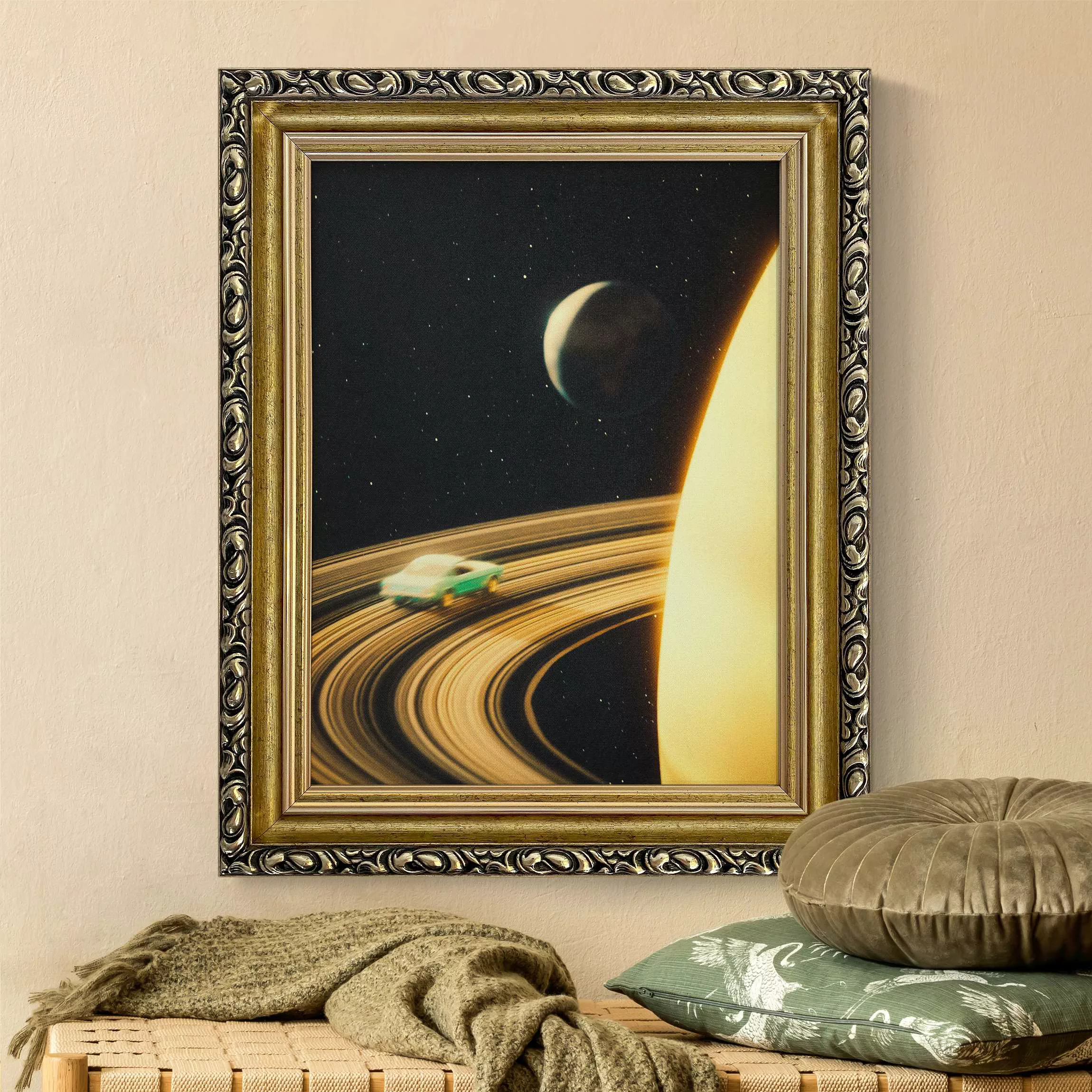 Gerahmtes Leinwandbild Retro Collage - Saturn Highway günstig online kaufen