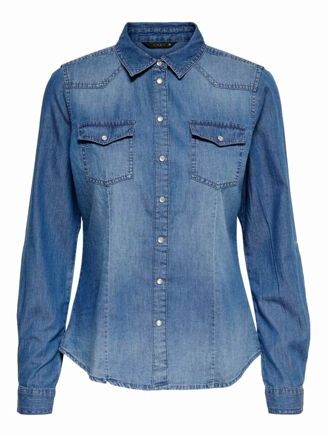 ONLY Denim Langarmhemd Damen Blau günstig online kaufen