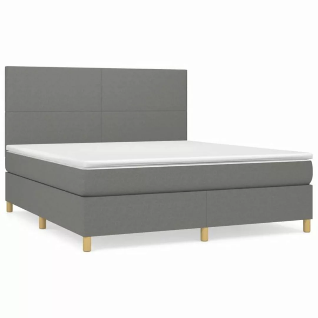 vidaXL Boxspringbett Boxspringbett mit Matratze Dunkelgrau 180x200 cm Stoff günstig online kaufen