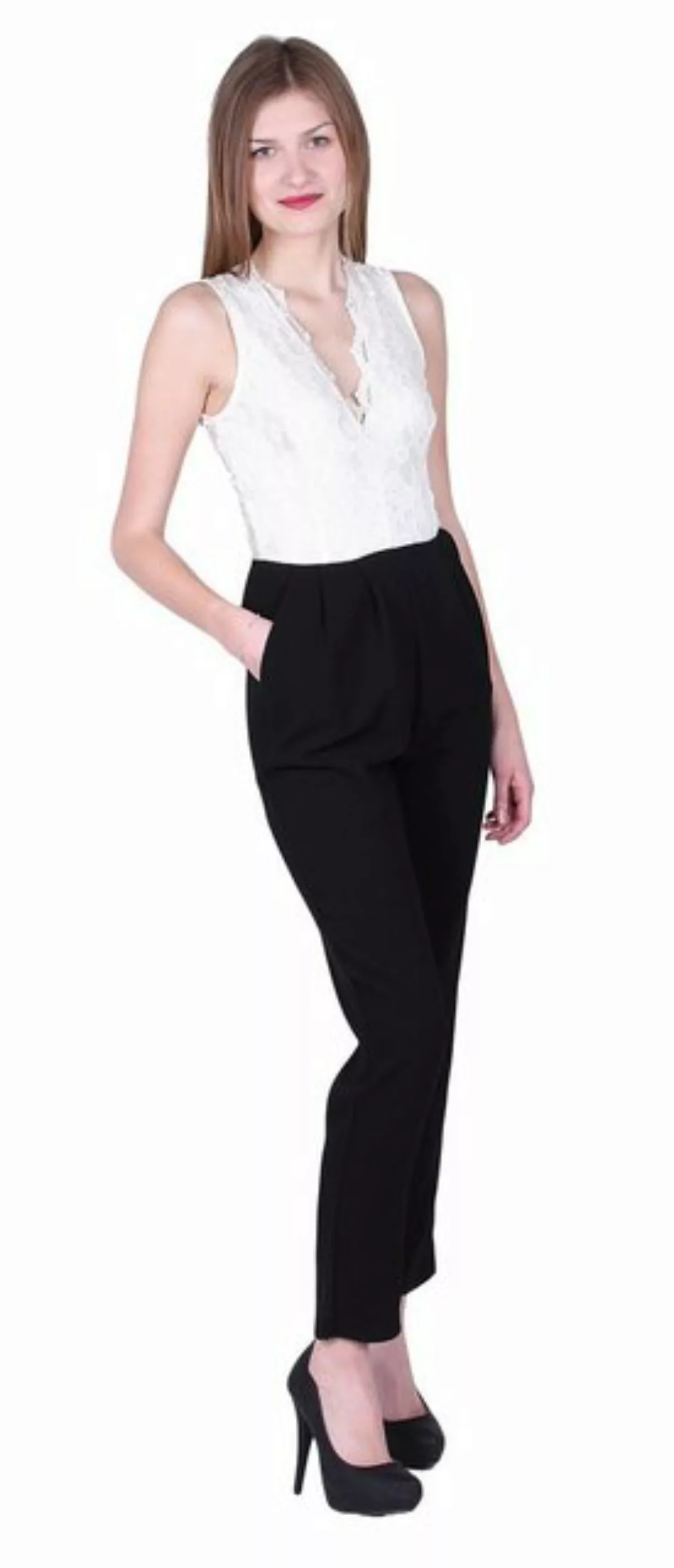 Sarcia.eu Culotte-Overall John Zack Creme-schwarzer Overall mit Spitze L günstig online kaufen