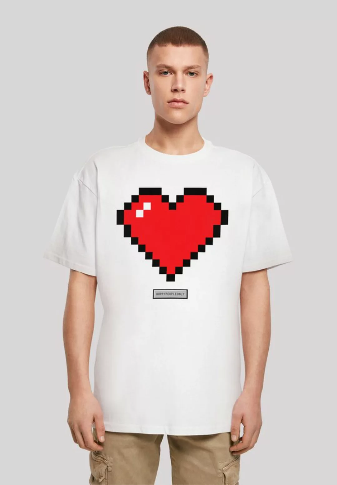 F4NT4STIC T-Shirt Pixel Herz Good Vibes Happy People Print günstig online kaufen