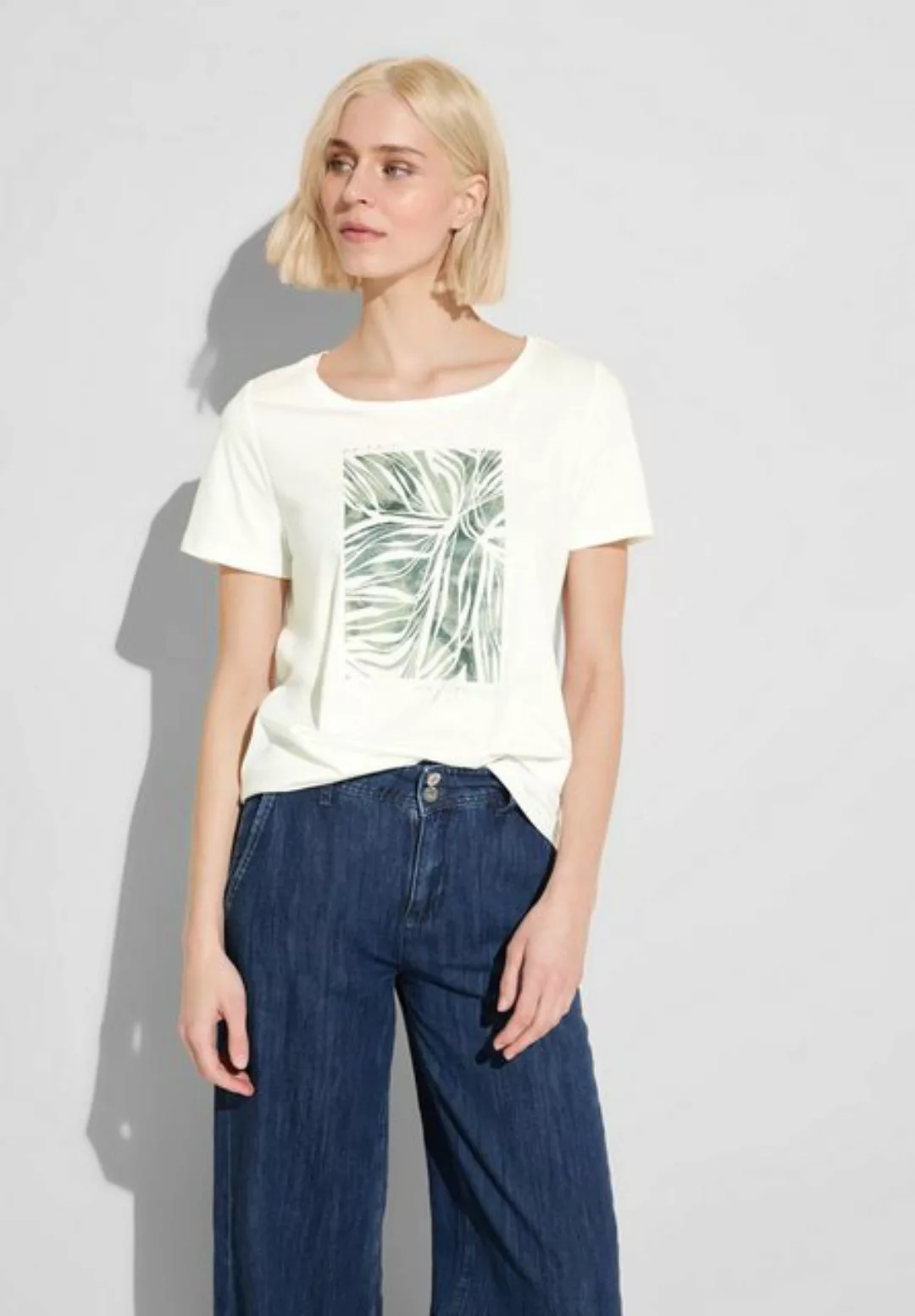 STREET ONE T-Shirt glossy leaf partprint shirt günstig online kaufen