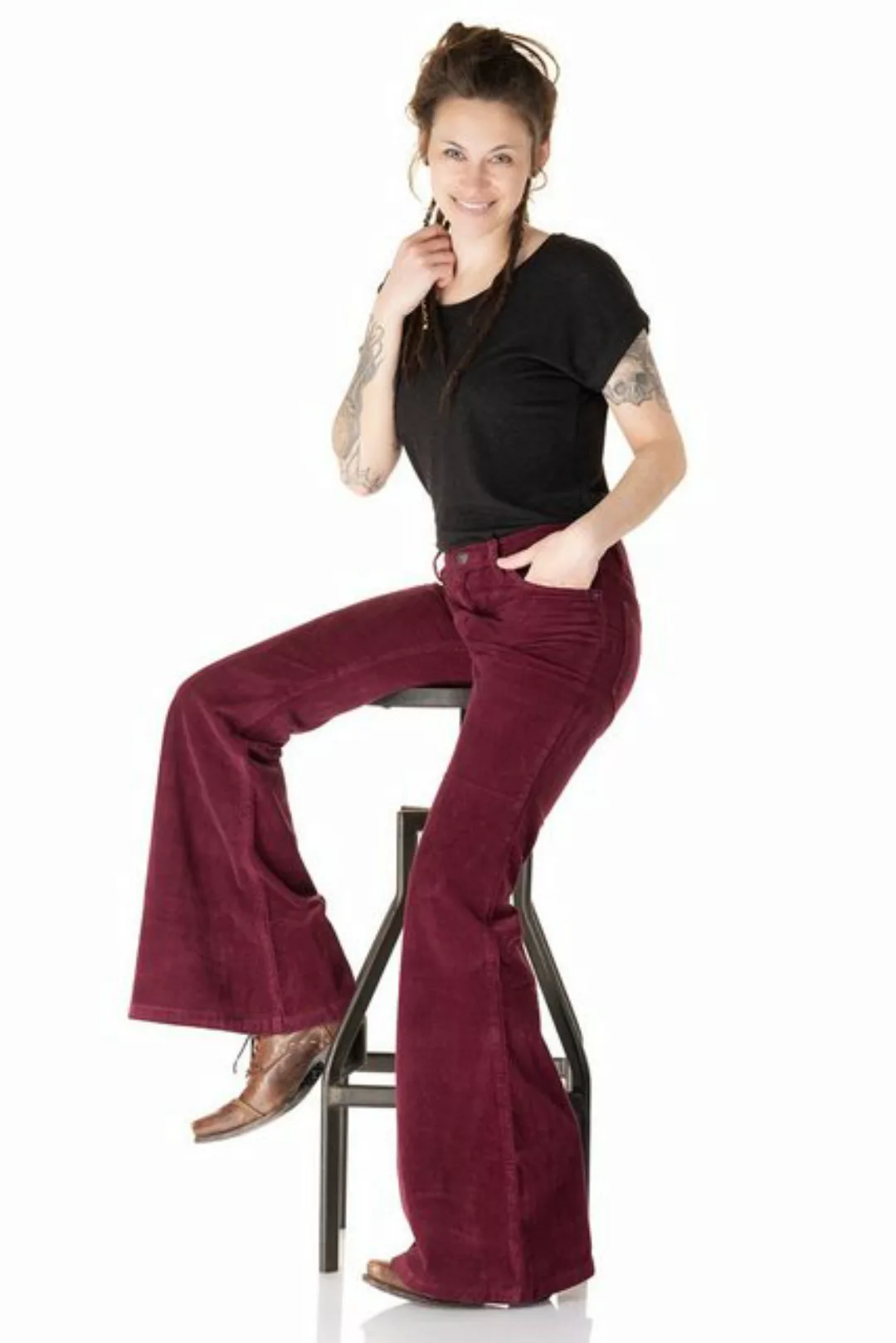 Comycom Schlaghose Damen Cord bordeaux günstig online kaufen