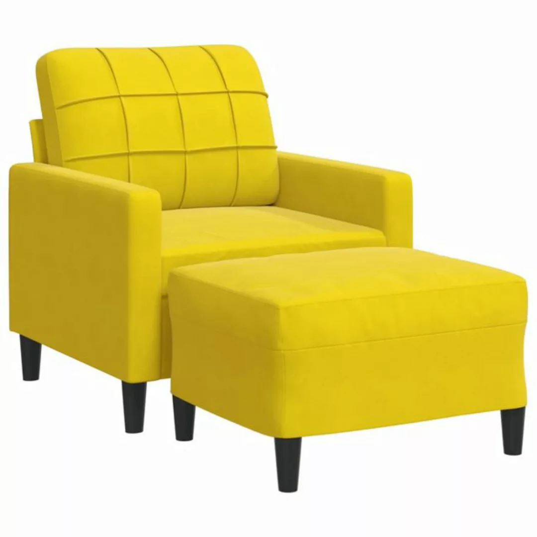 vidaXL Sofa Sessel mit Hocker 60 cm Samt, Gelb günstig online kaufen