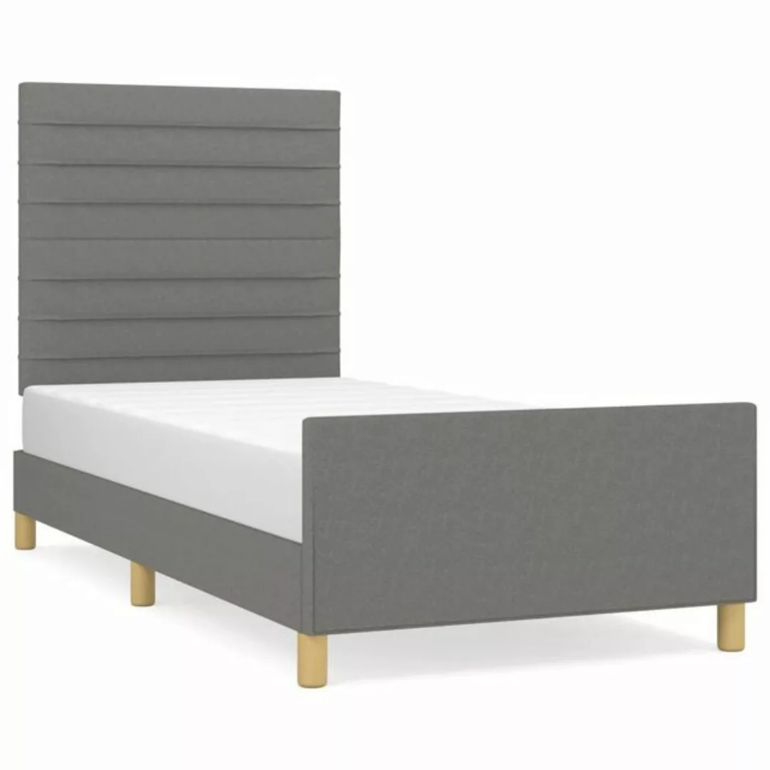 furnicato Bett Bettgestell mit Kopfteil Dunkelgrau 90x200 cm Stoff günstig online kaufen