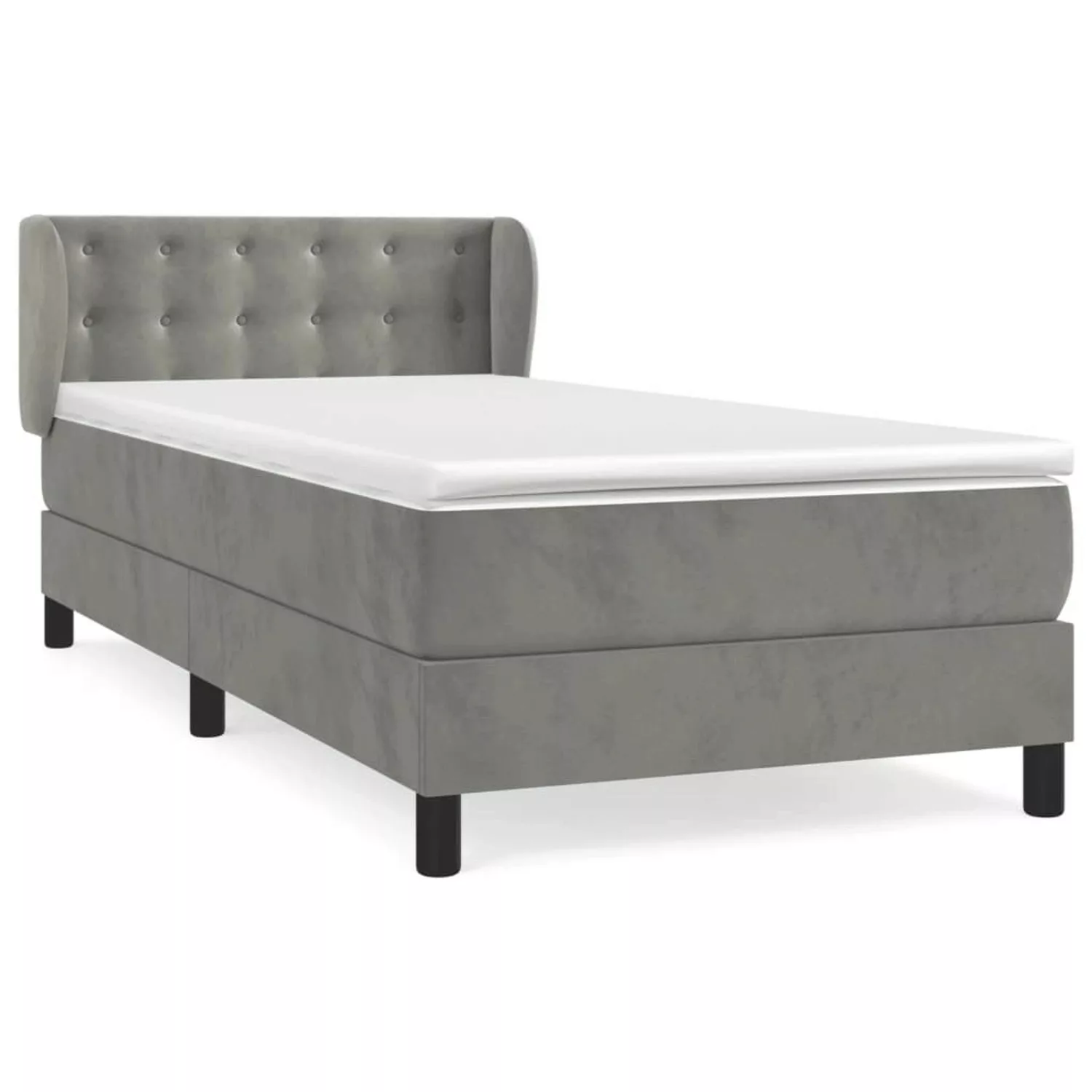 Vidaxl Boxspringbett Mit Matratze Hellgrau 80x200 Cm Samt günstig online kaufen