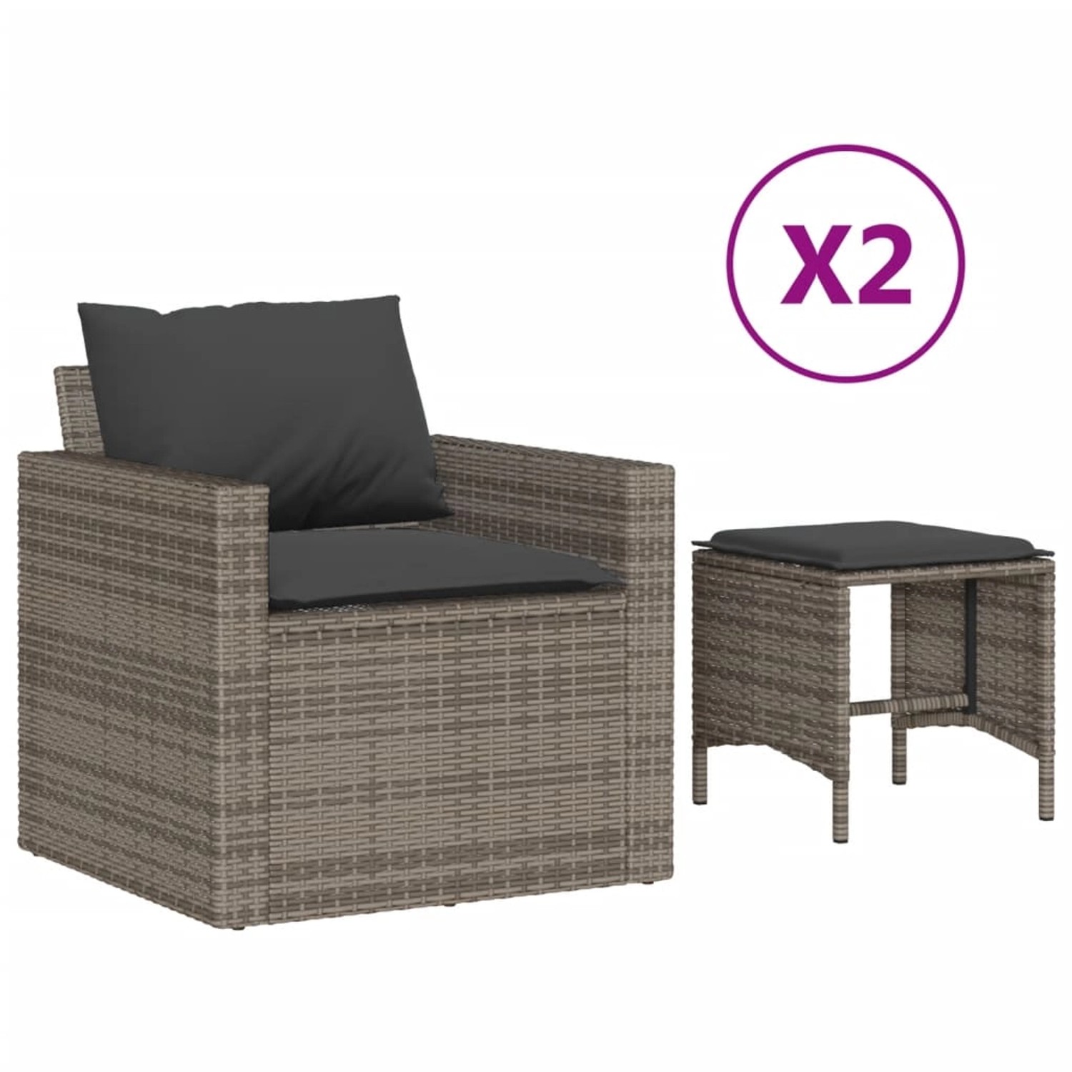 vidaXL 4-Tlg Garten-Sofagarnitur mit Kissen Grau Poly Rattan 366361 günstig online kaufen