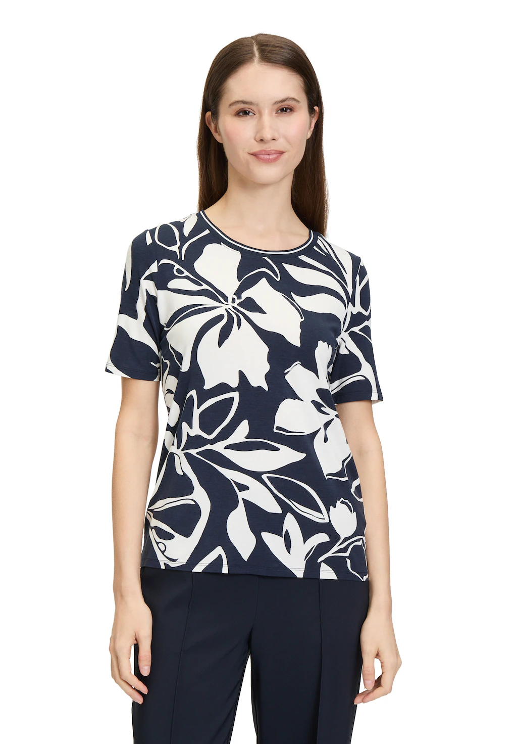 Betty Barclay Kurzarmshirt "Betty Barclay Basic Shirt mit Print", Rippbündc günstig online kaufen