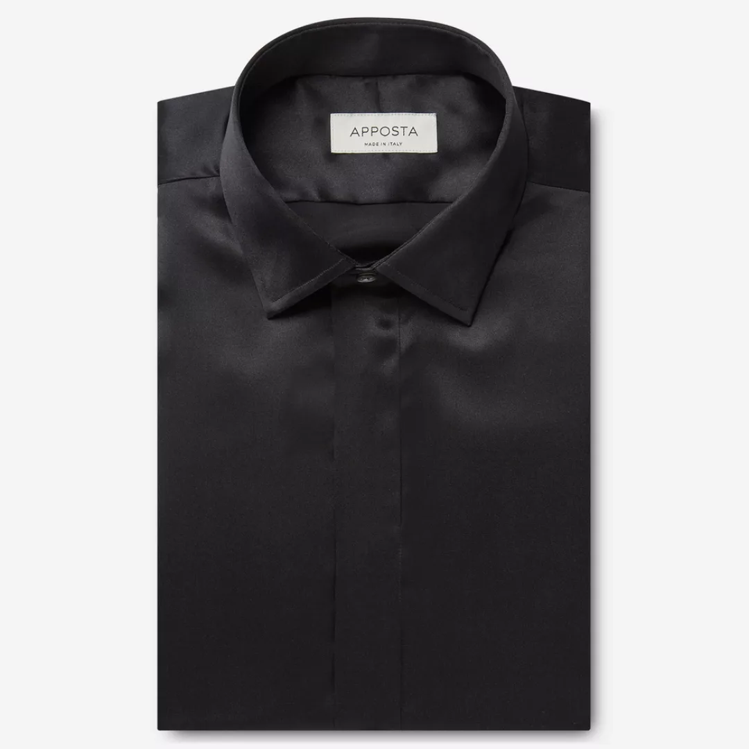 Hemd  einfarbig  schwarz seide popeline, kragenform  modernisierter spitzkr günstig online kaufen