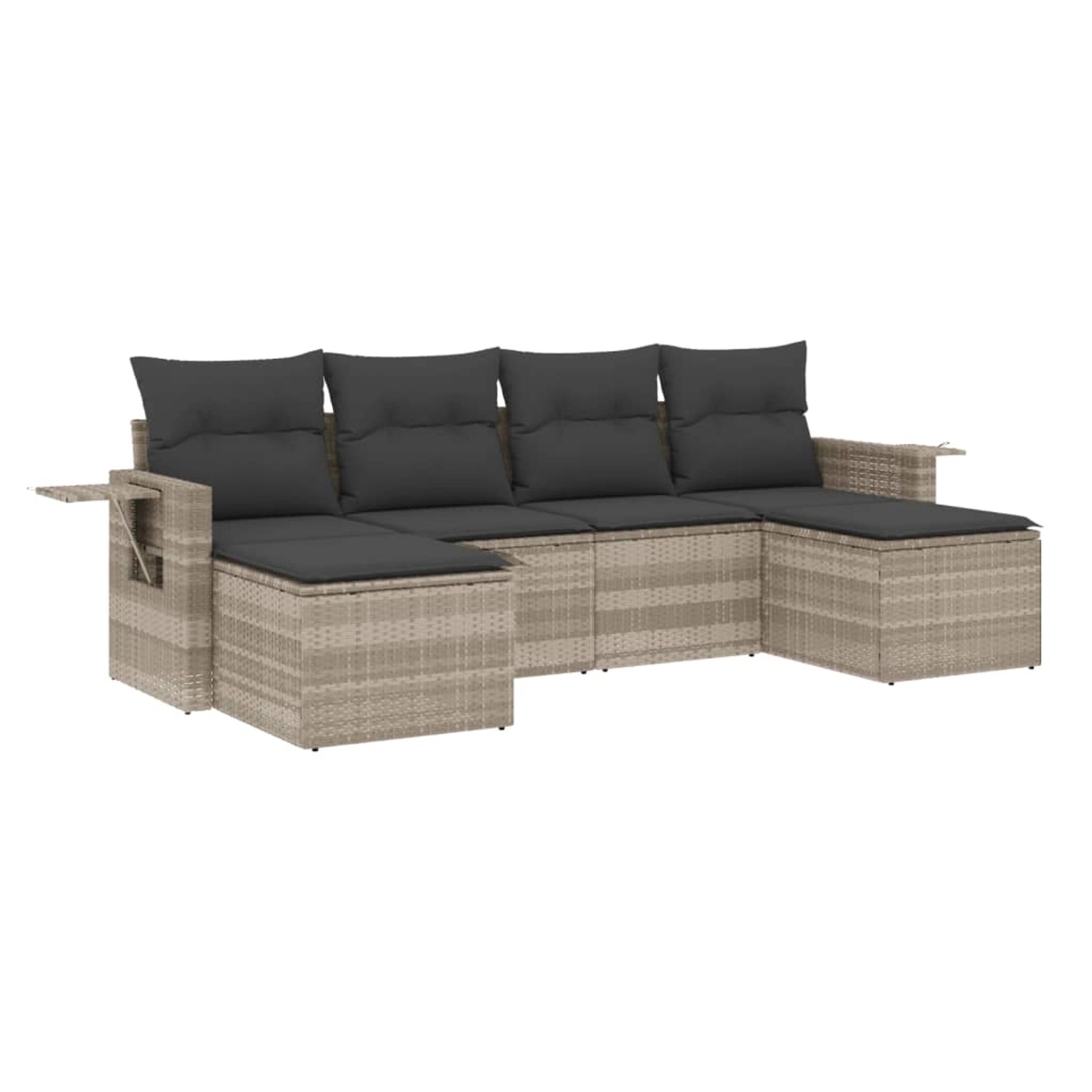 vidaXL 6-tlg Garten-Sofagarnitur mit Kissen Hellgrau Poly Rattan Modell 12 günstig online kaufen