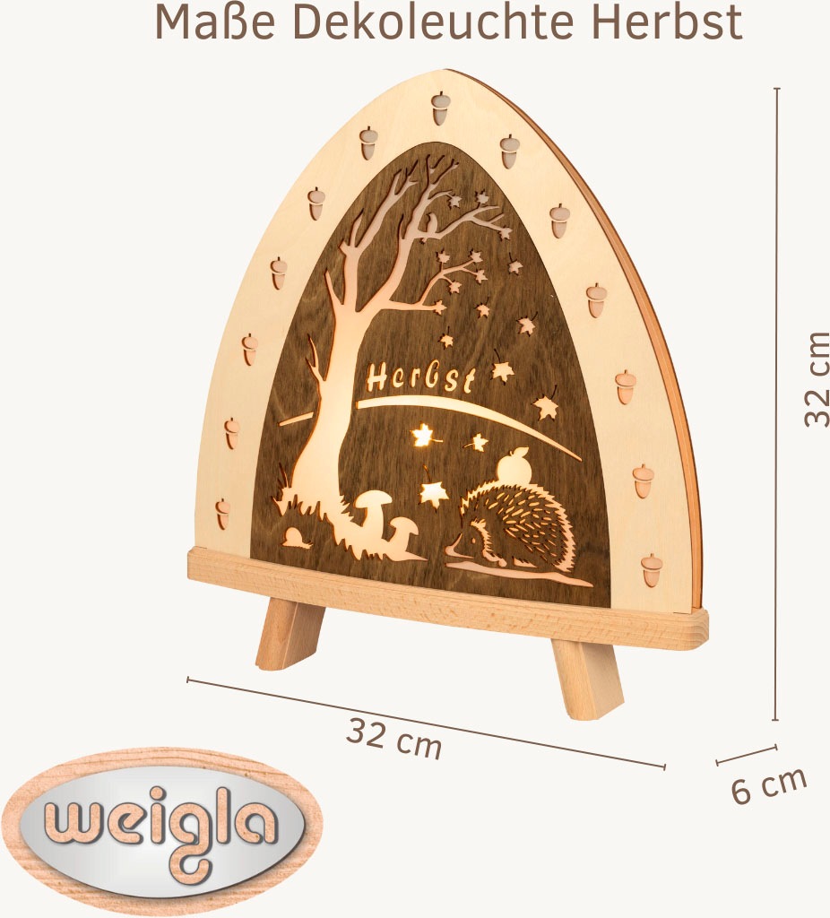 Weigla LED Dekolicht »Herbst, Tischleuchte aus Holz, NATUR-BRAUN«, 1 flammi günstig online kaufen