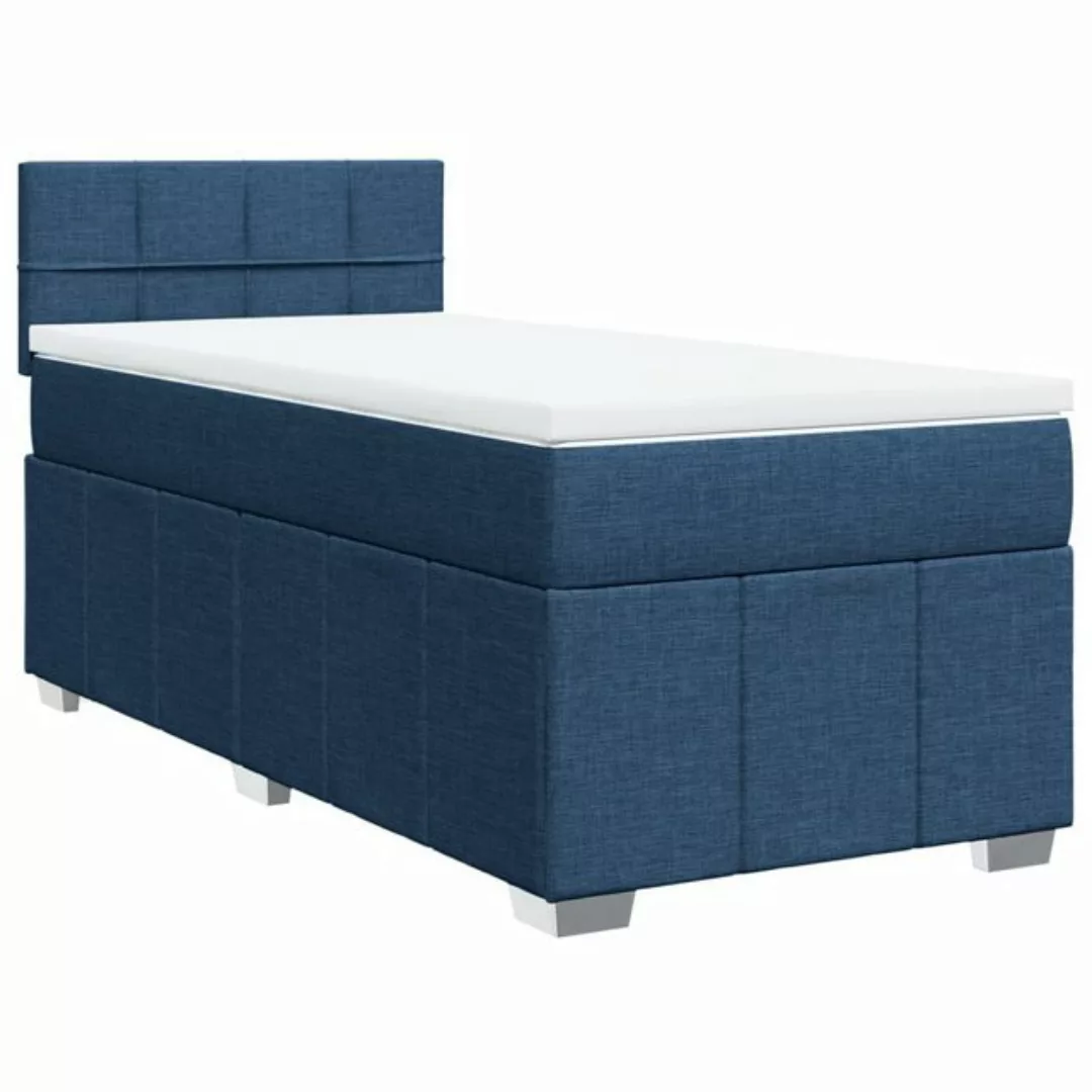 vidaXL Bett Boxspringbett mit Matratze Blau 80x200 cm Stoff günstig online kaufen