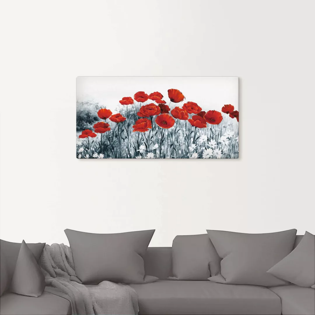 Artland Wandbild »Roter Mohn im Feld«, Blumen, (1 St.), als Leinwandbild in günstig online kaufen